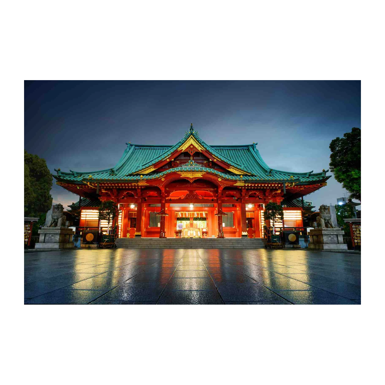 Vibrant Red Japanese Shrine Wall Art