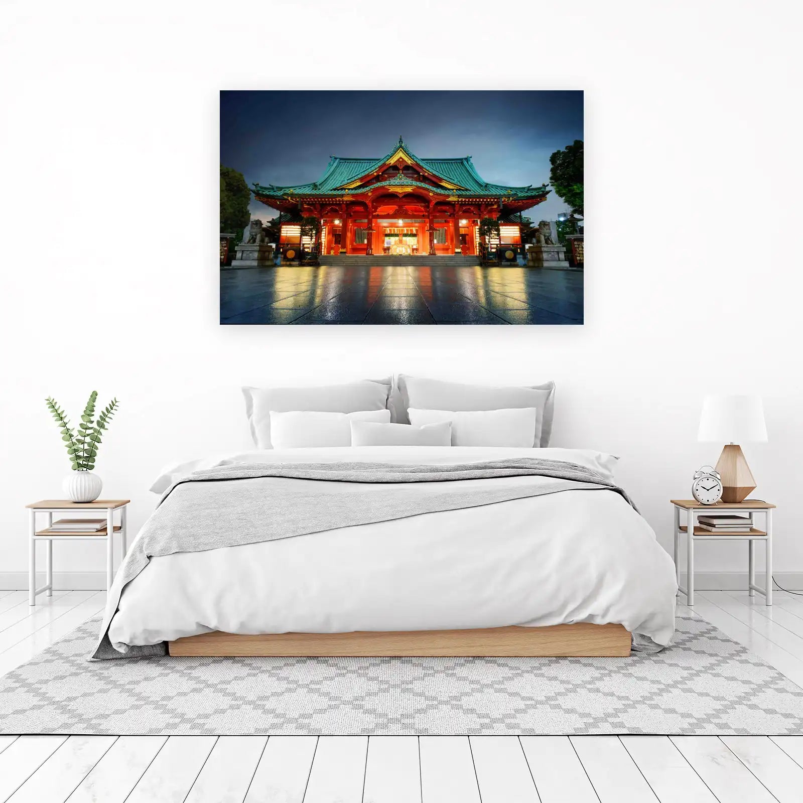 Vibrant Red Japanese Shrine Wall Art