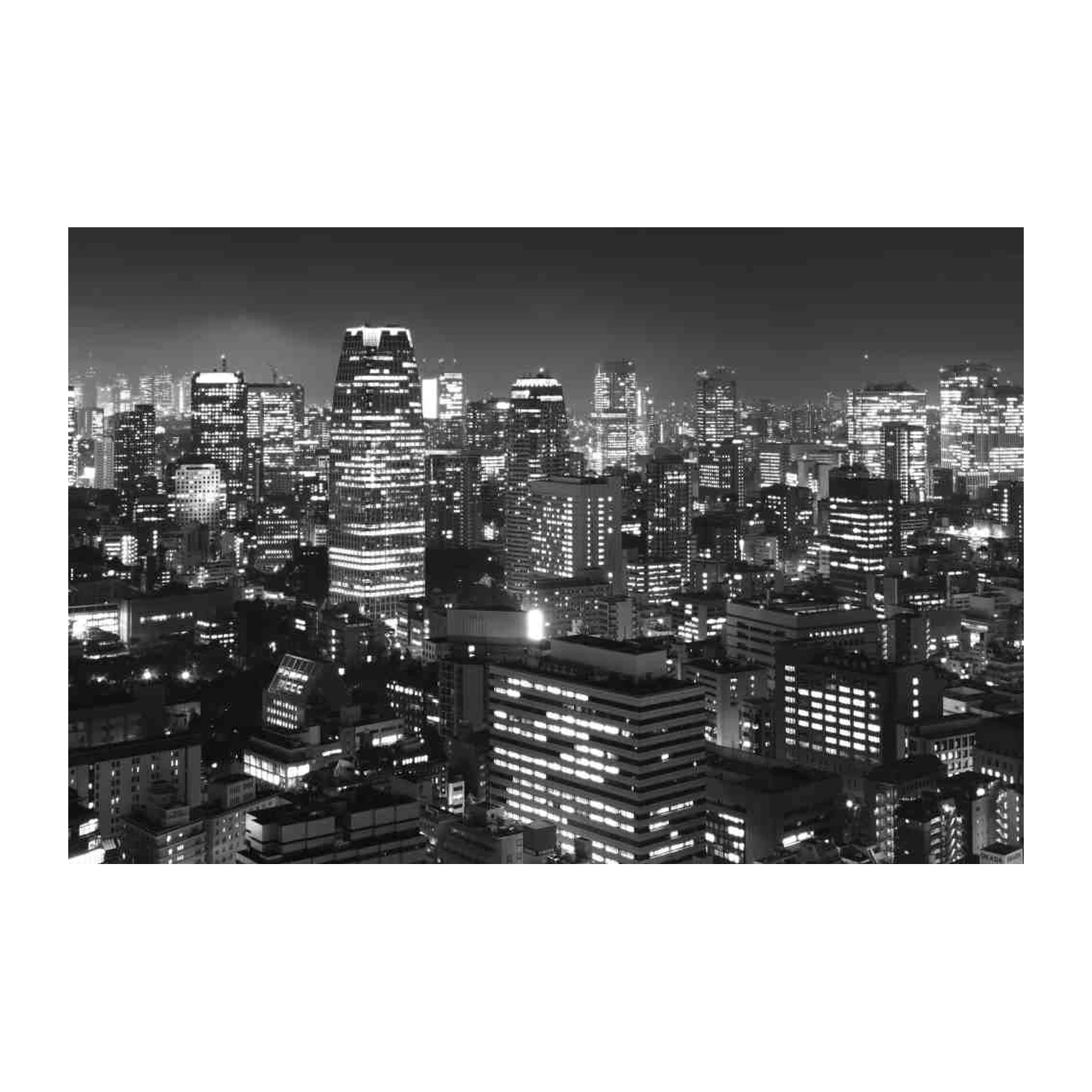 Black & White Cityscape at Night Wall Art