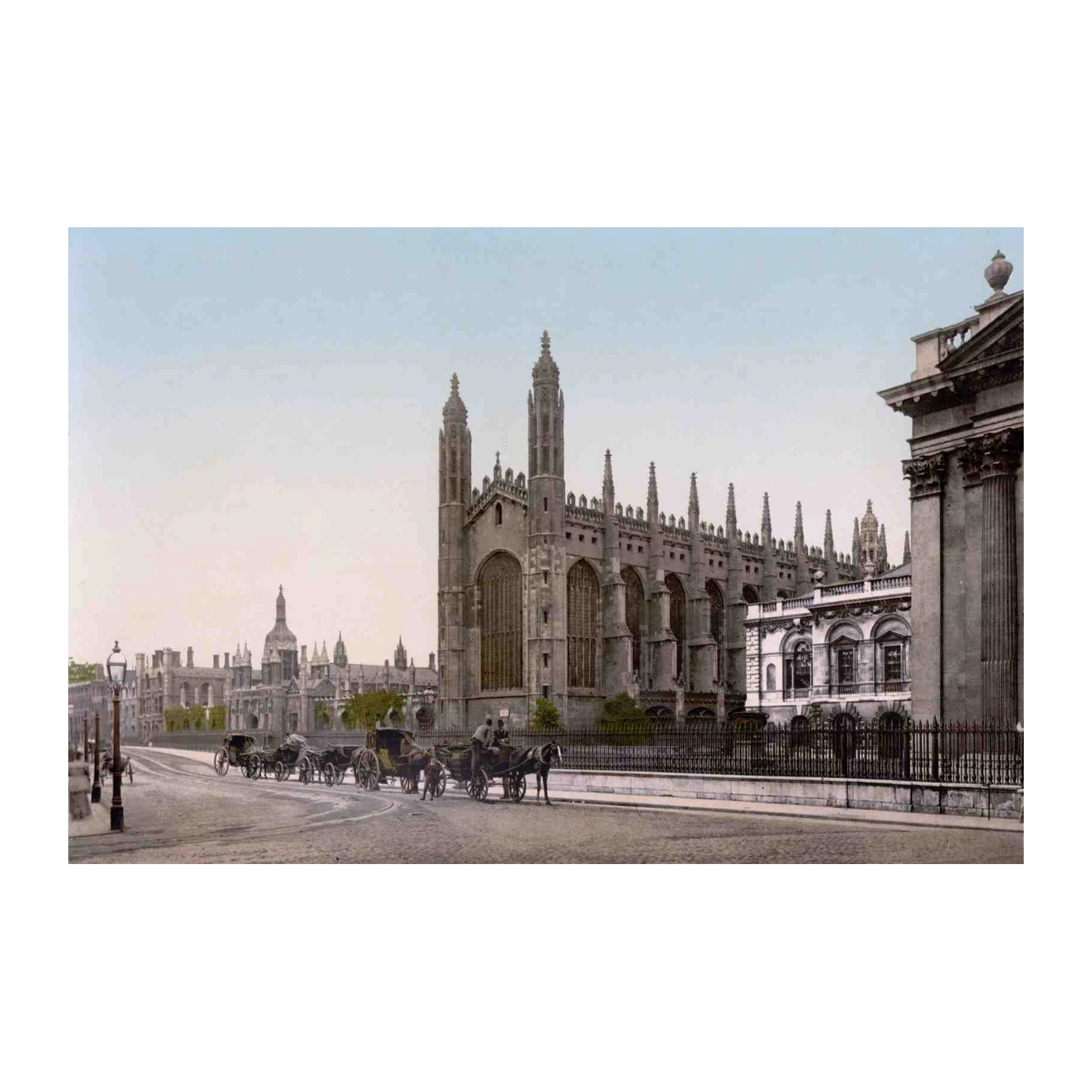 Historic Cambridge Chapel Horse-Drawn Carriages Wall Art