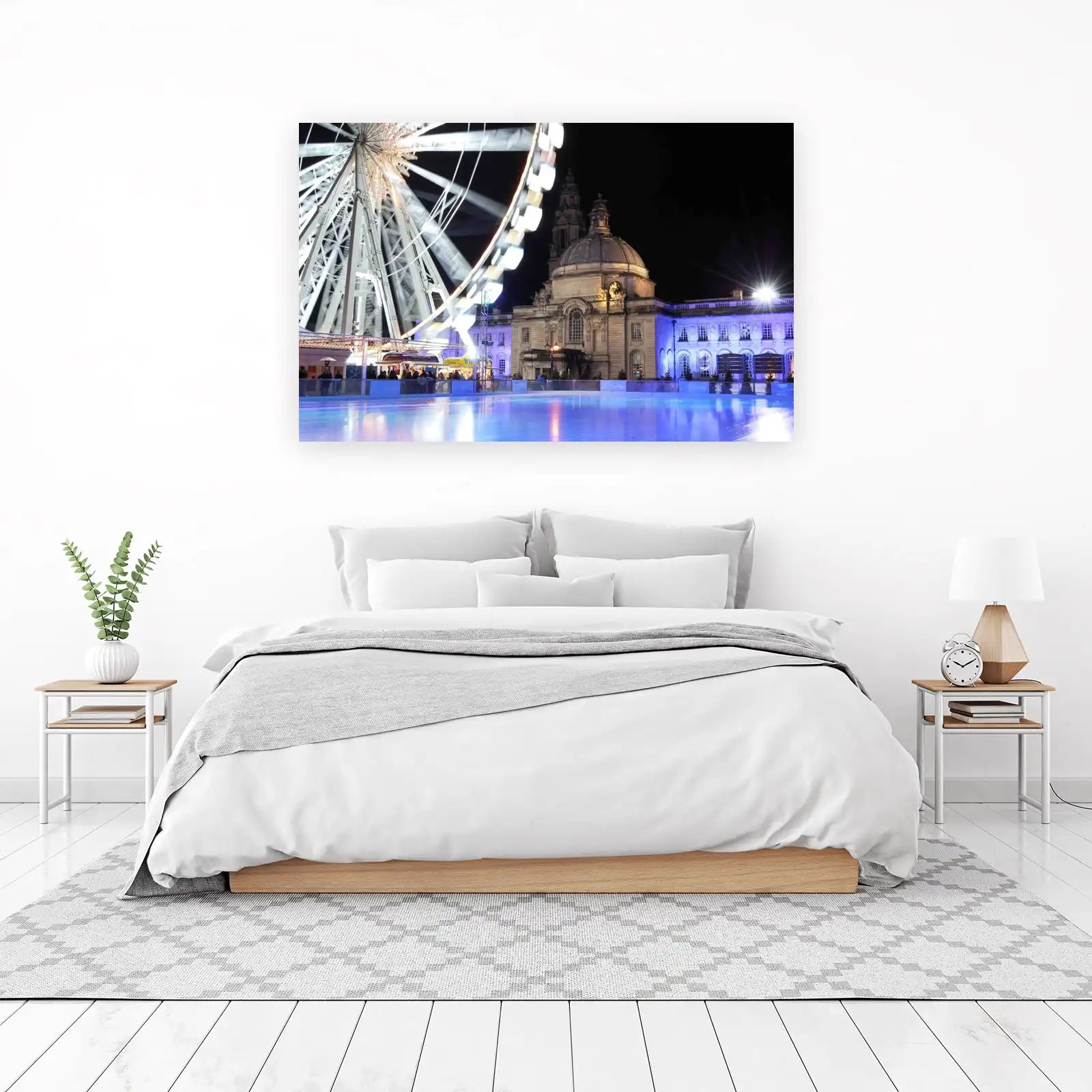 Ferris Wheel & Cityscape Night View Wall Art