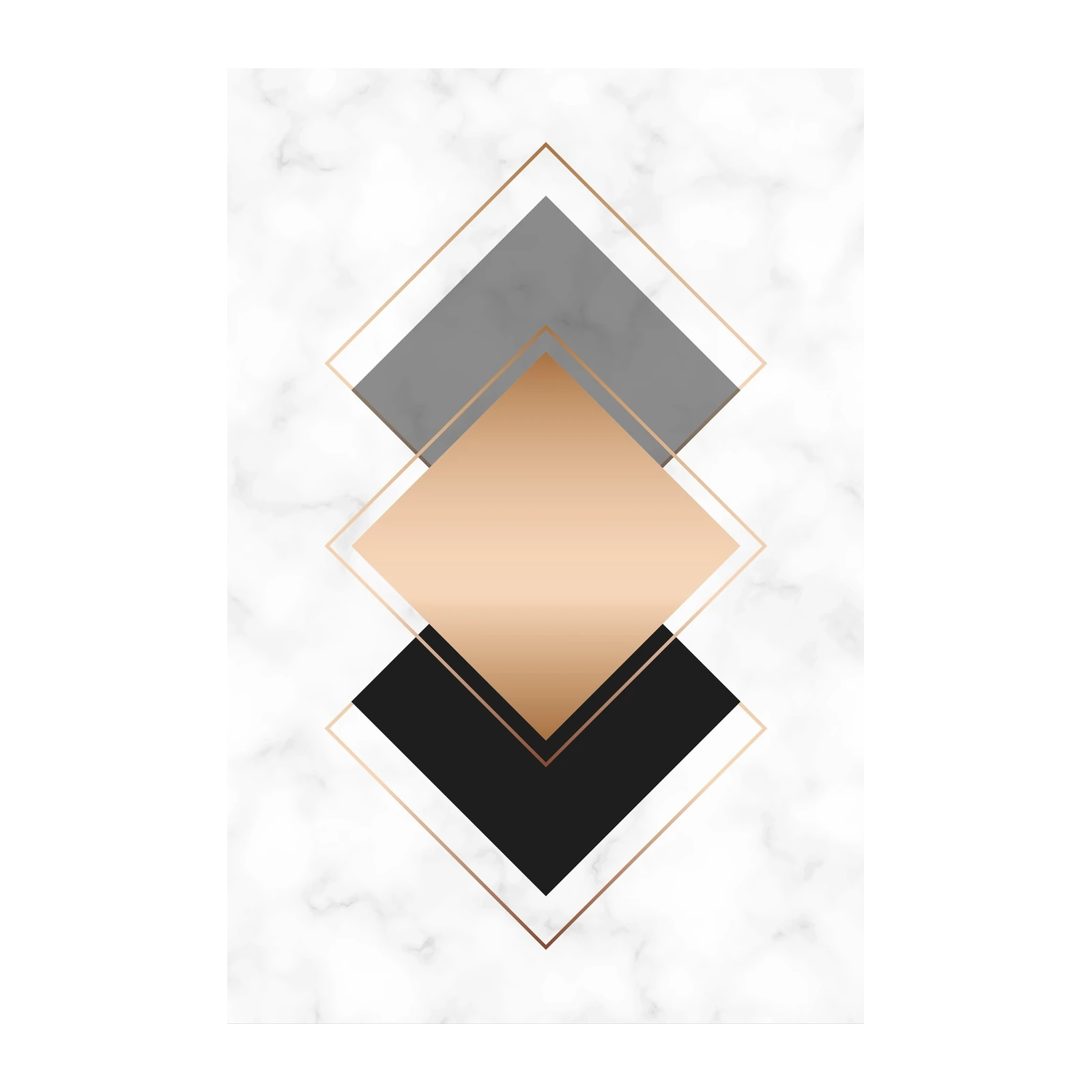 Geometric Marble Rose Gold Diamond Wall Art