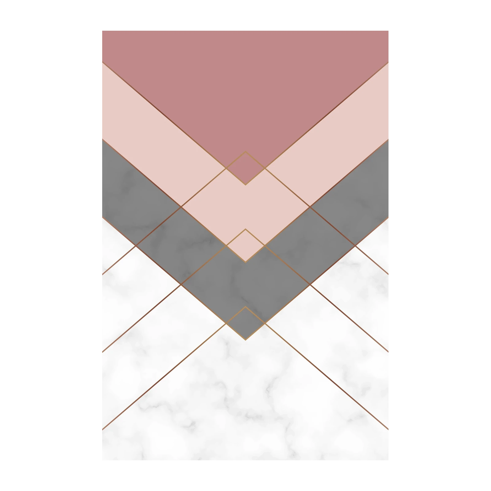 Modern Geometric Rose Gold Marble Wall Art