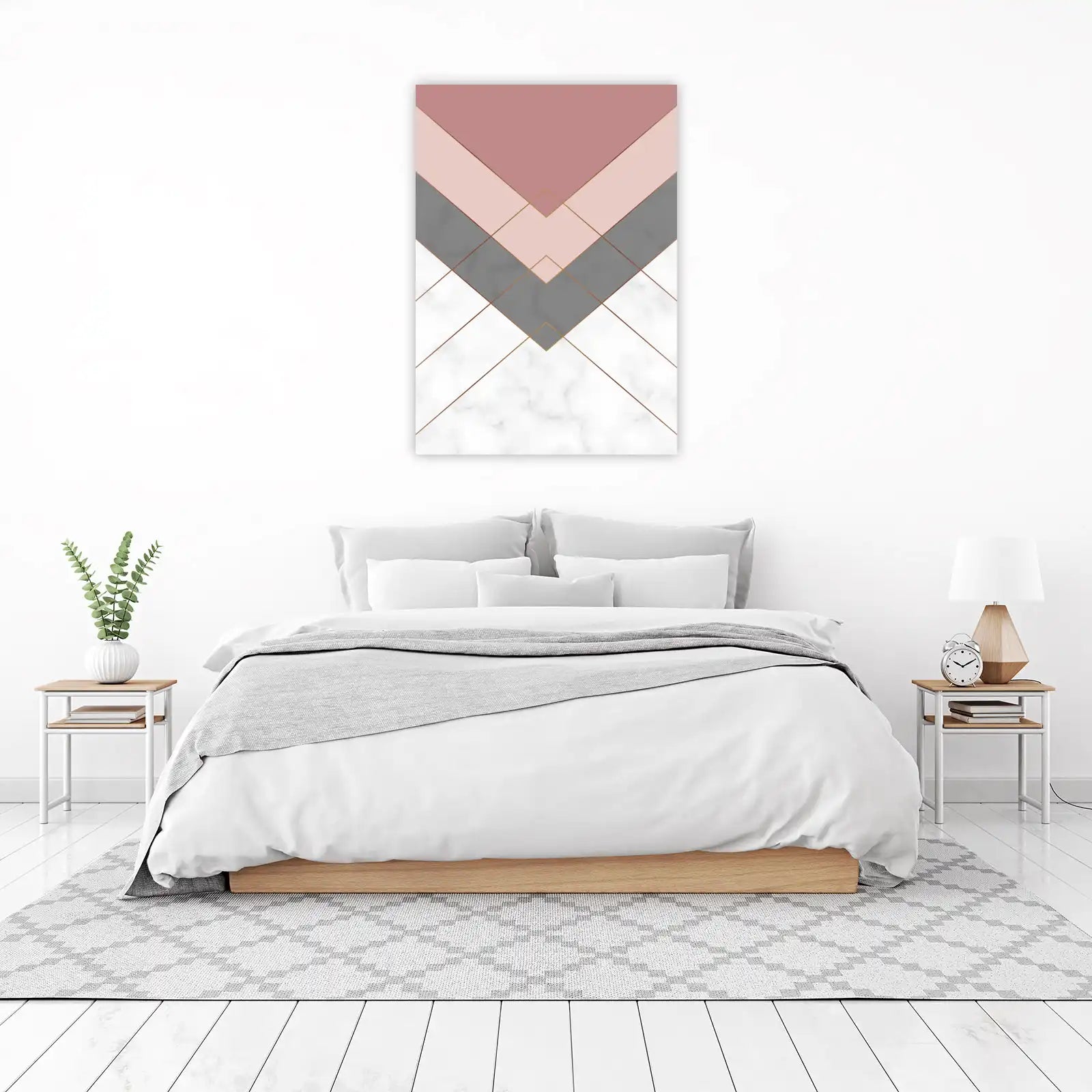 Modern Geometric Rose Gold Marble Wall Art
