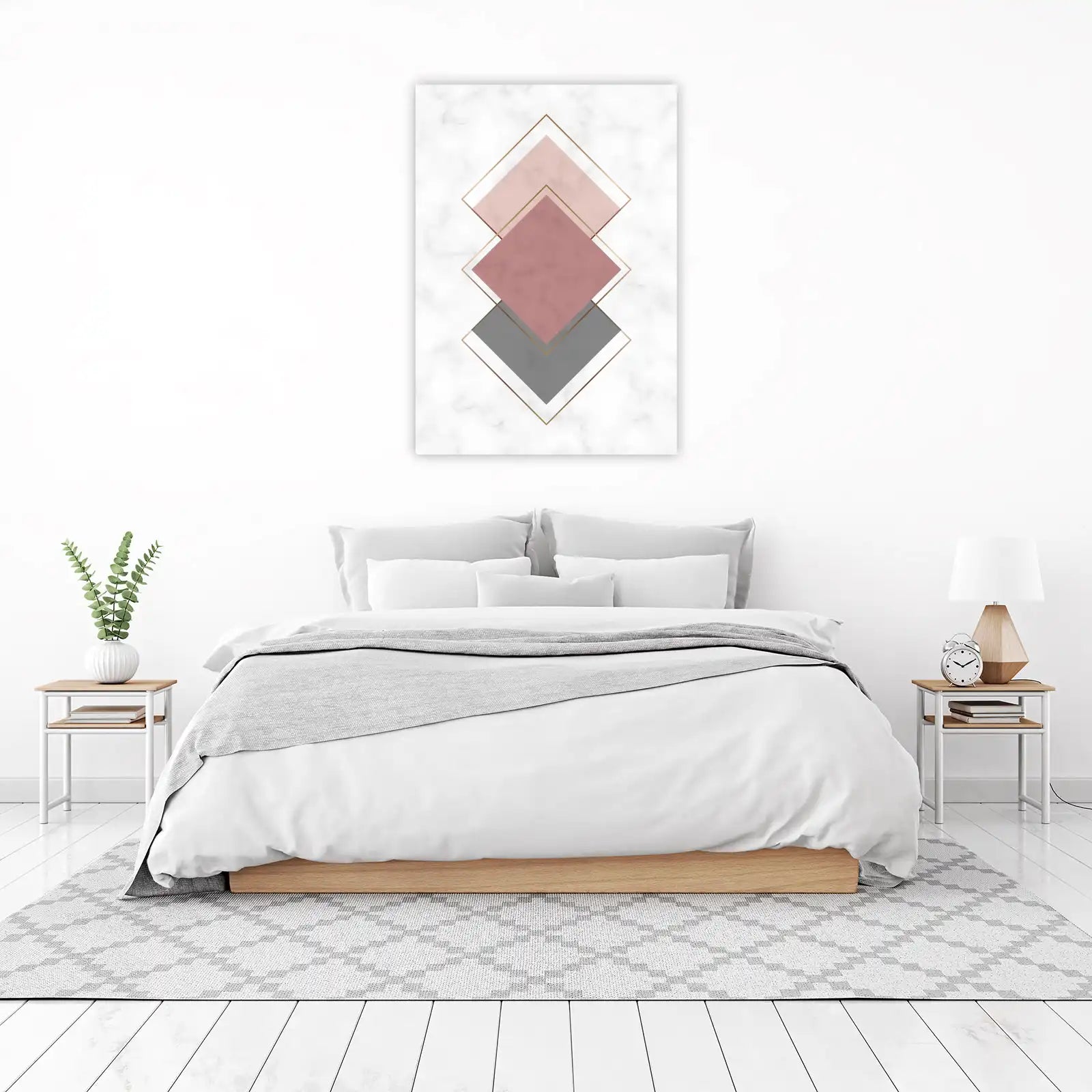 Geometric Blush & Gray Marble Wall Art
