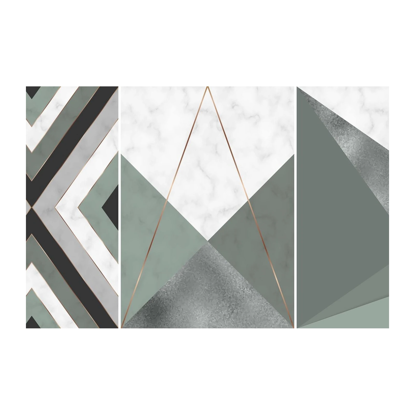 Geometric Sage Green Marble Gold Wall Art