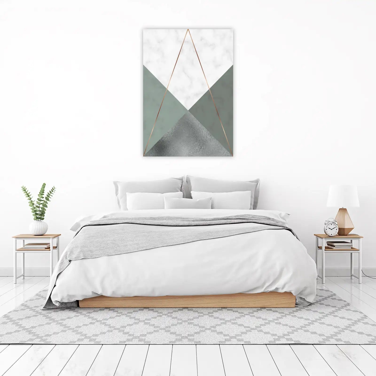 Sage Green Marble Geometric Copper Wall Art