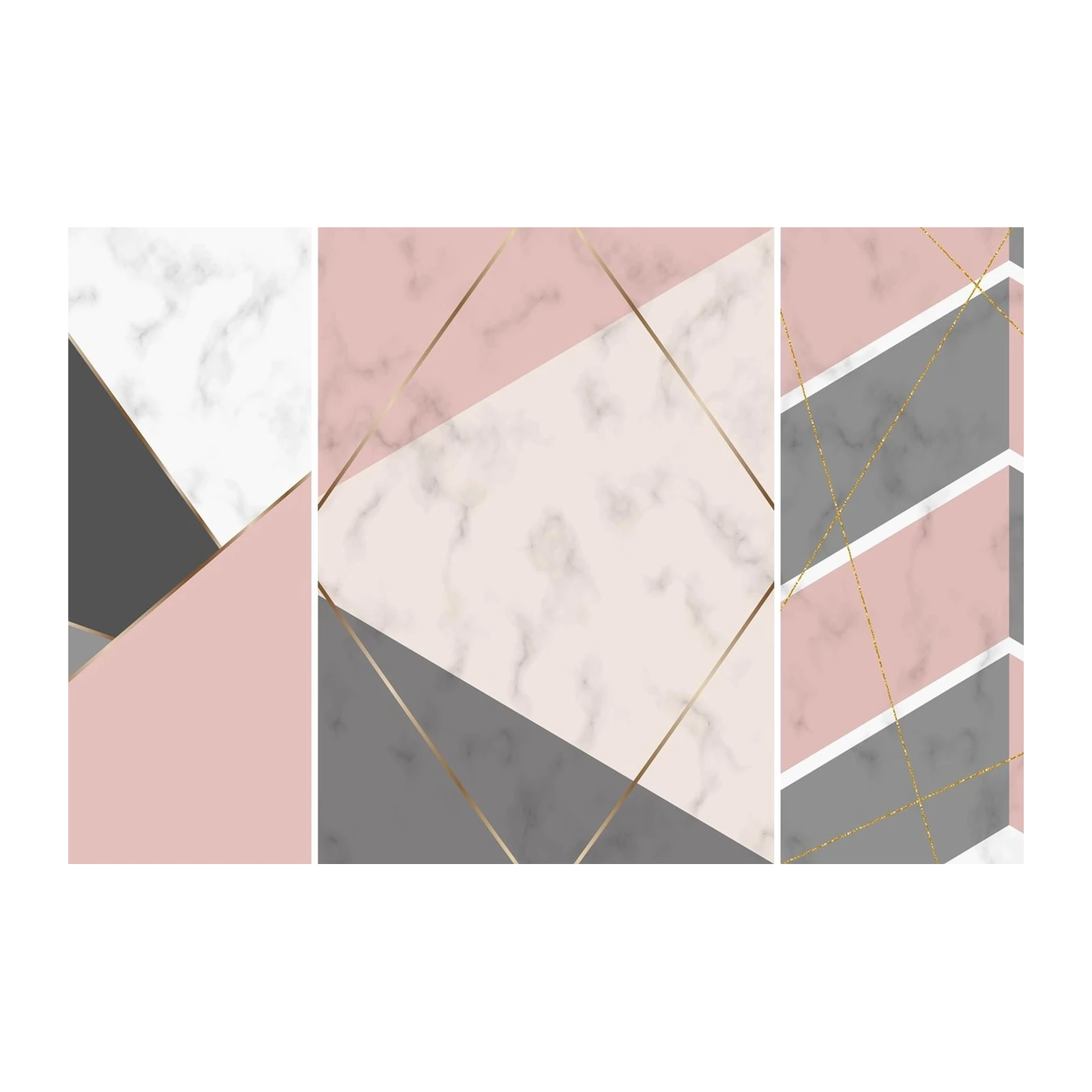 Geometric Marble Pink Gray Gold Wall Art