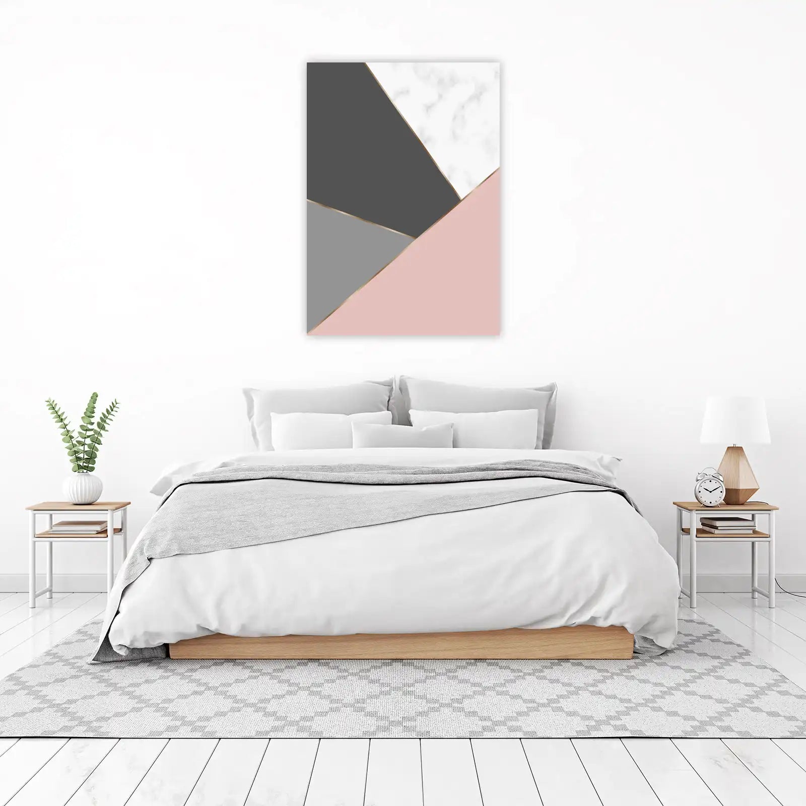 Geometric Marble Pink Gray Gold Wall Art