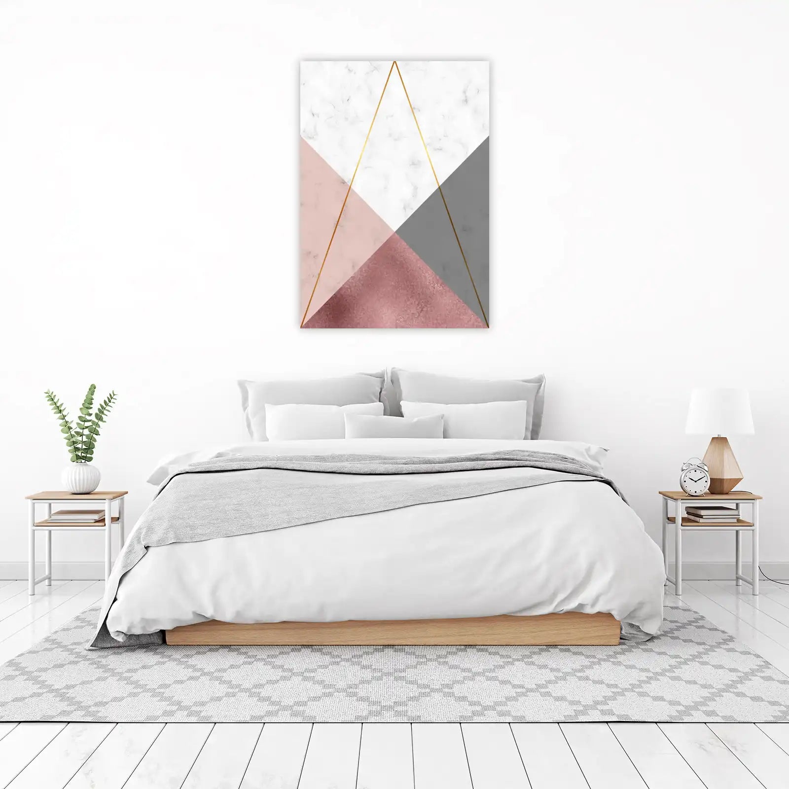 Rose Gold Geometric Marble Wall Art