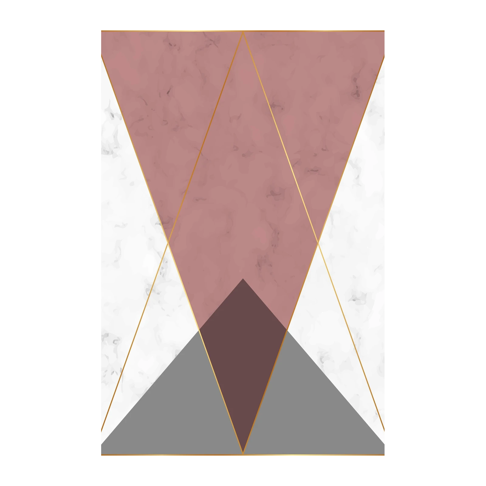 Elegant Geometric Rose Gold Marble Wall Art