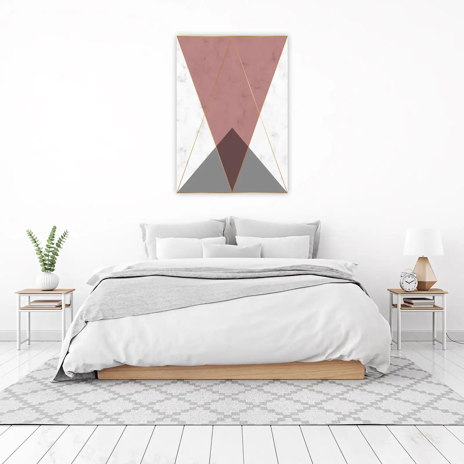 Elegant Geometric Rose Gold Marble Wall Art