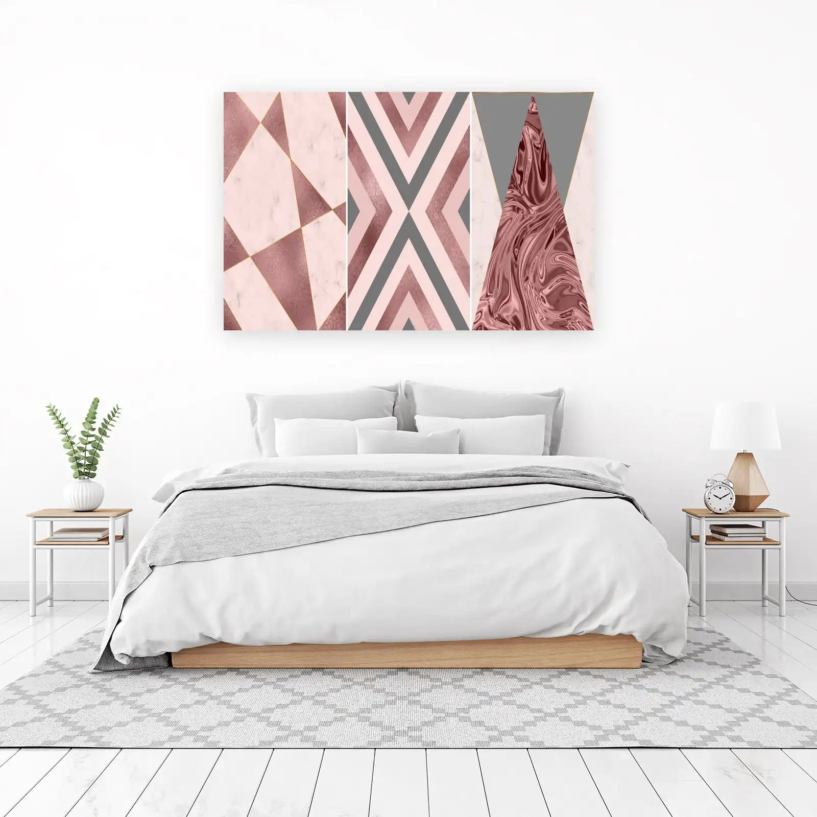 Rose Gold Geometric Marble Wall Art