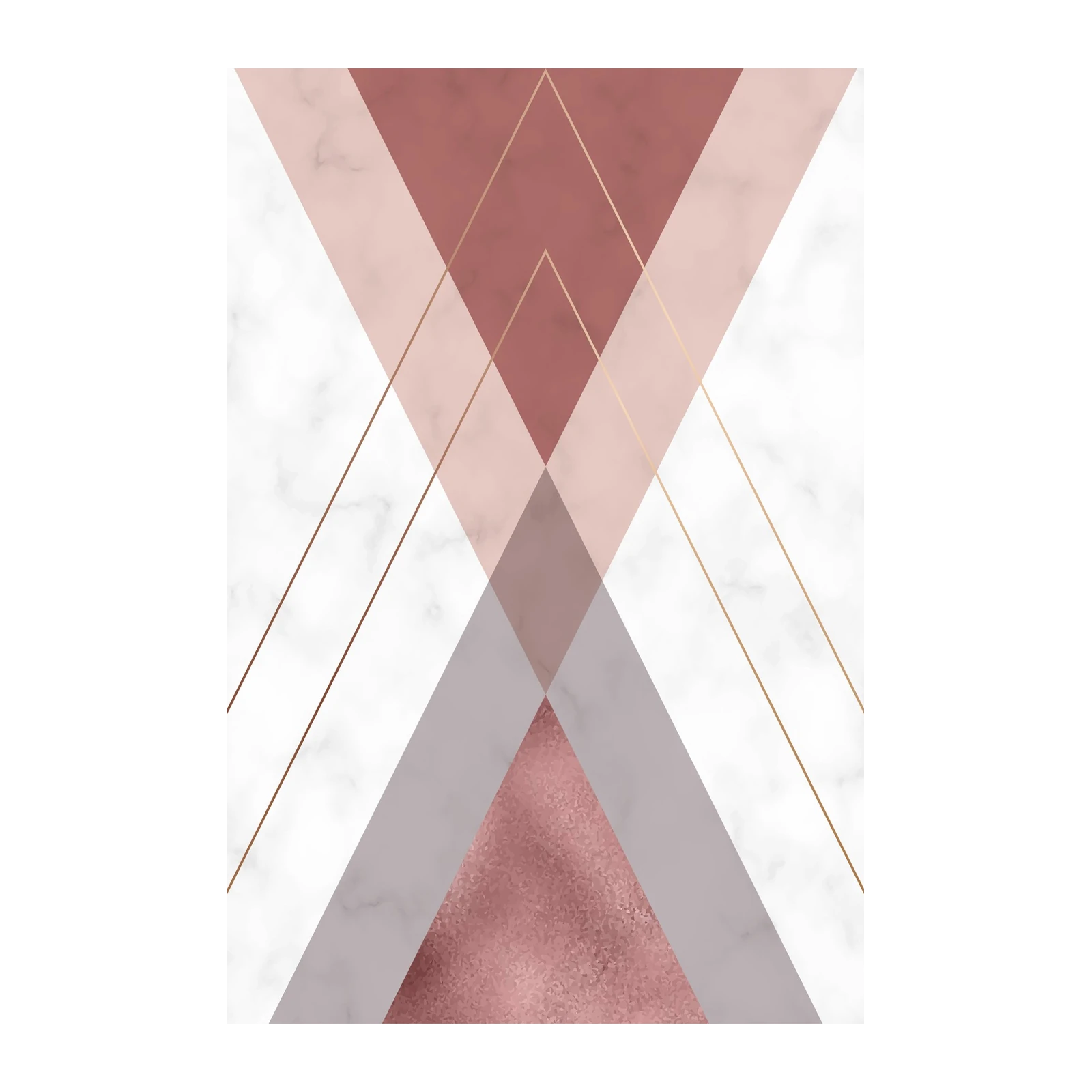 Elegant Rose Gold Geometric Marble Wall Art