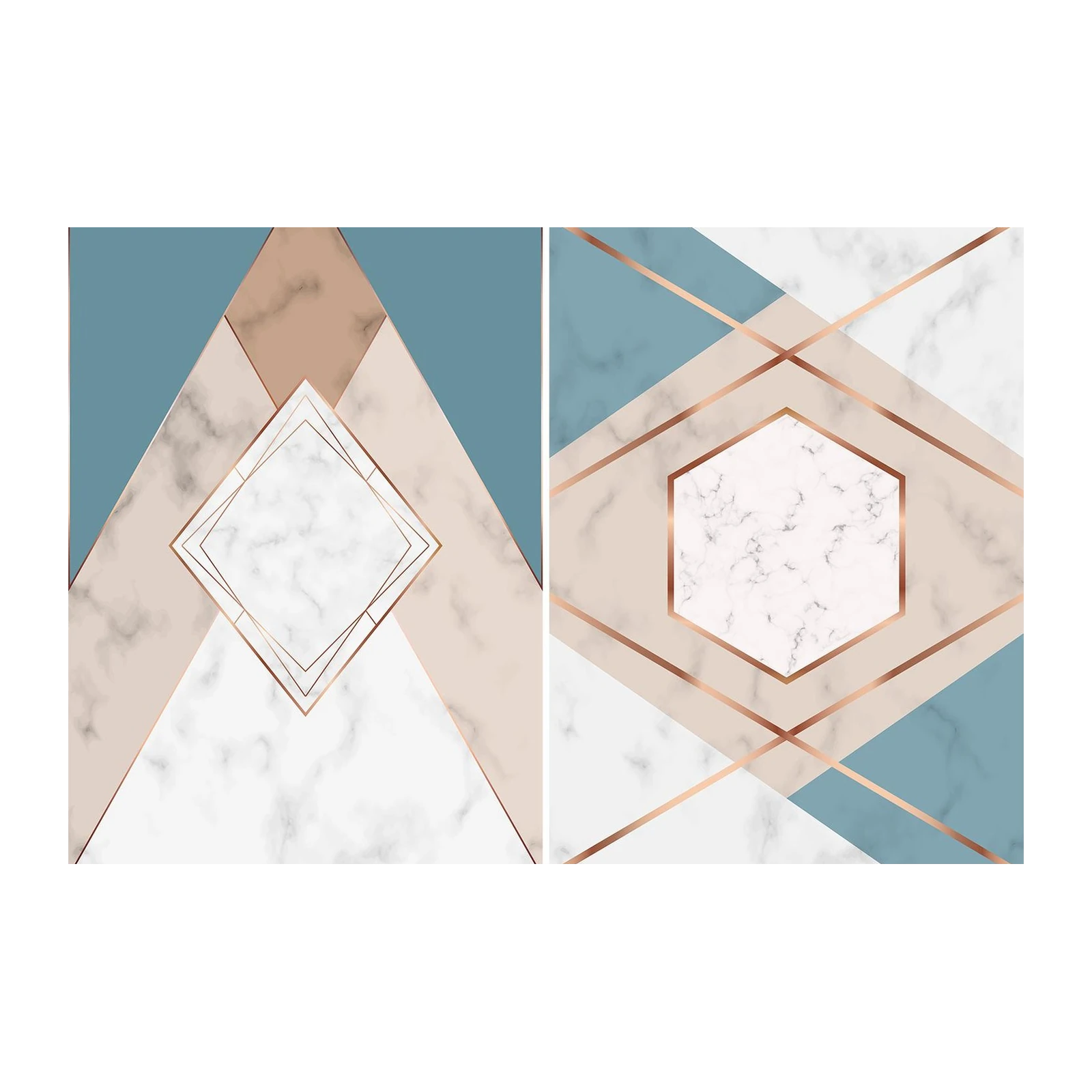 Modern Geometric Marble Rose Gold Wall Art