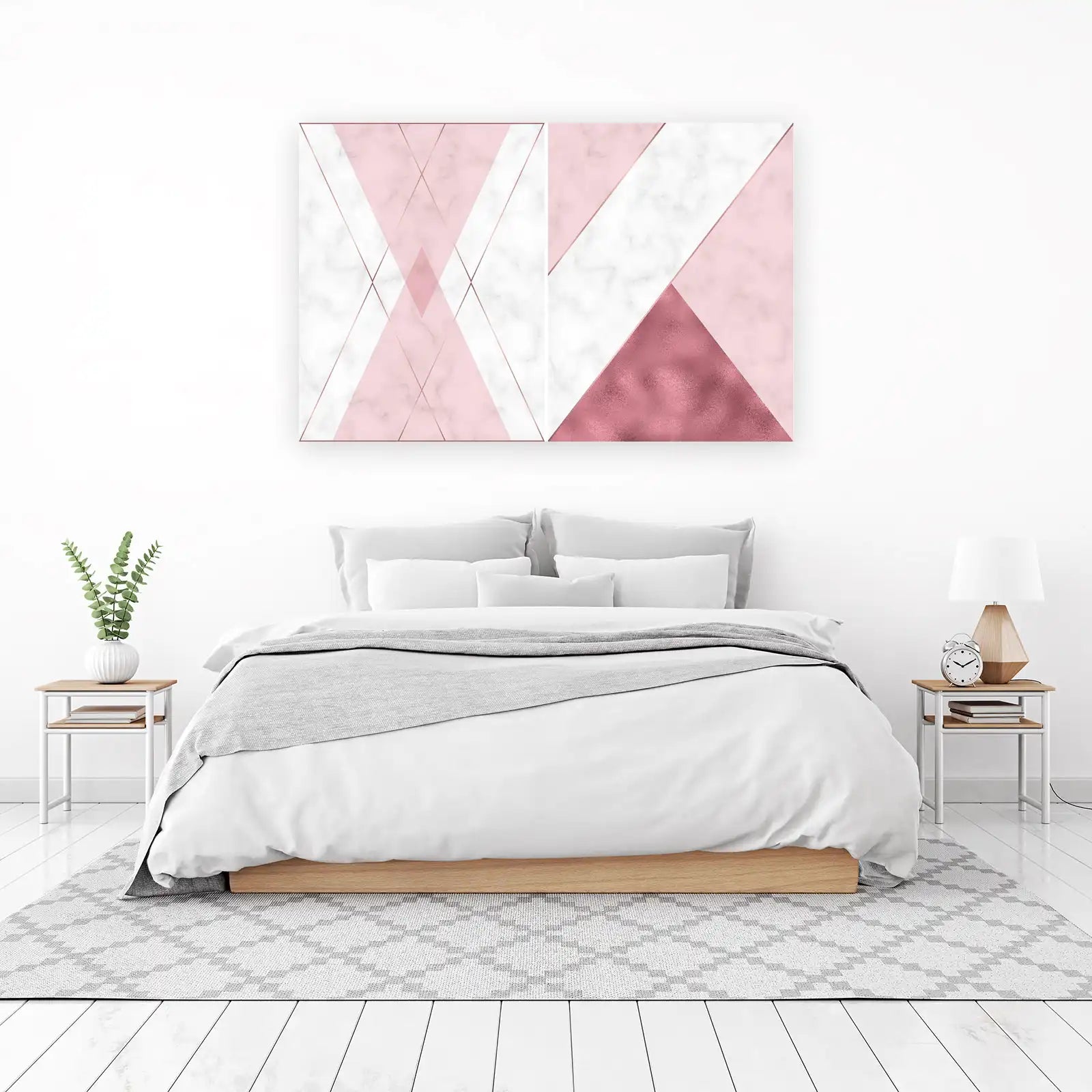 Geometric Rose Gold Marble Wall Art