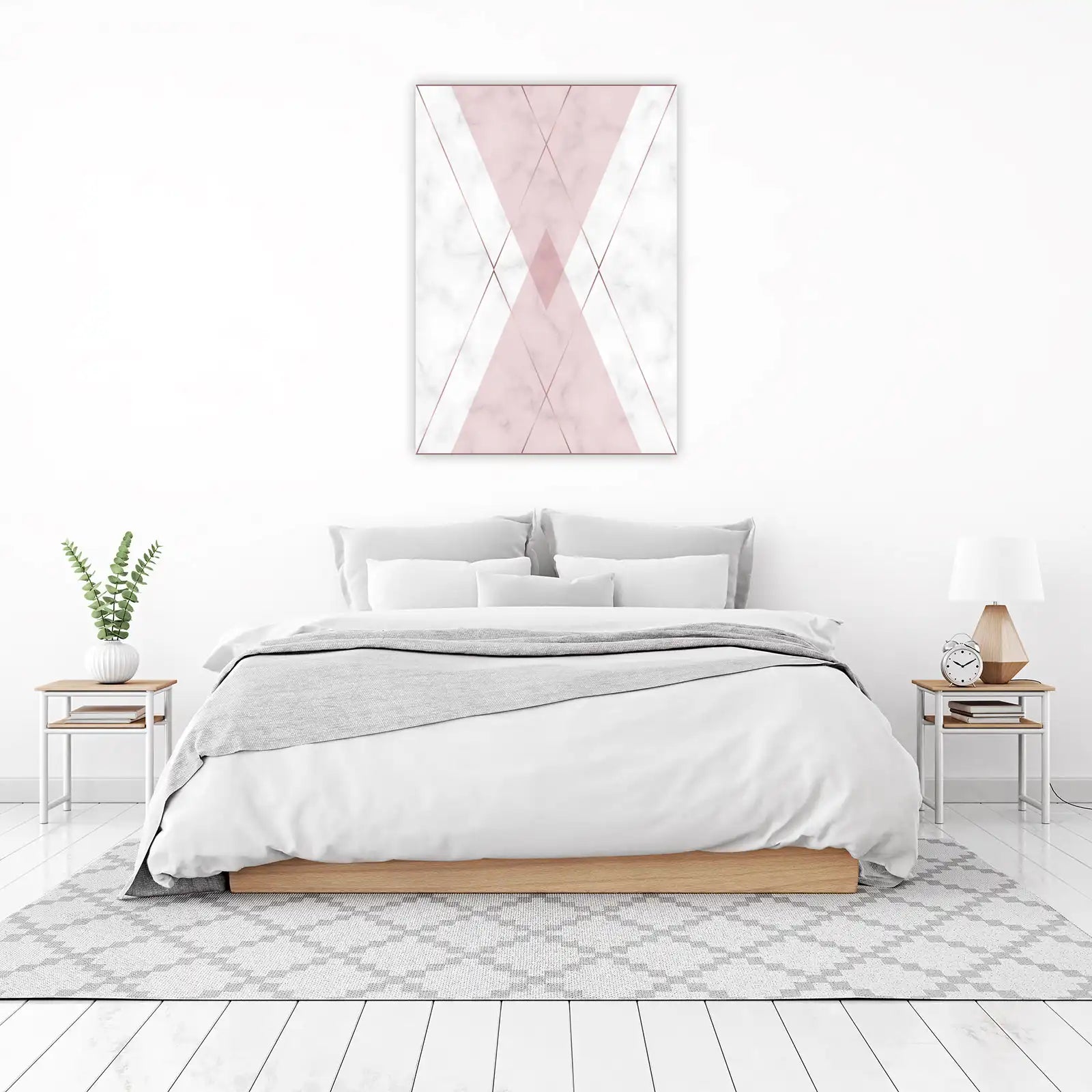 Elegant Rose Gold Marble Geometric Wall Art