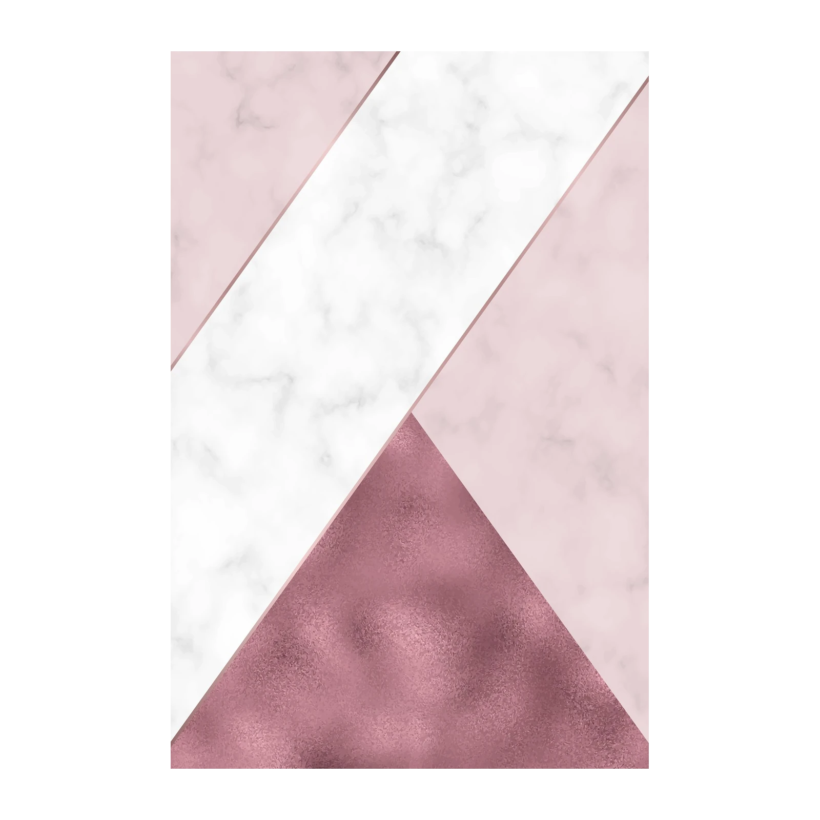Chic Pink Marble Geometric Rose Gold Wall Art