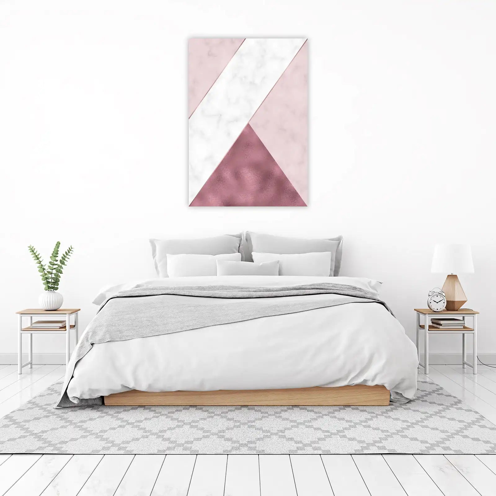 Chic Pink Marble Geometric Rose Gold Wall Art