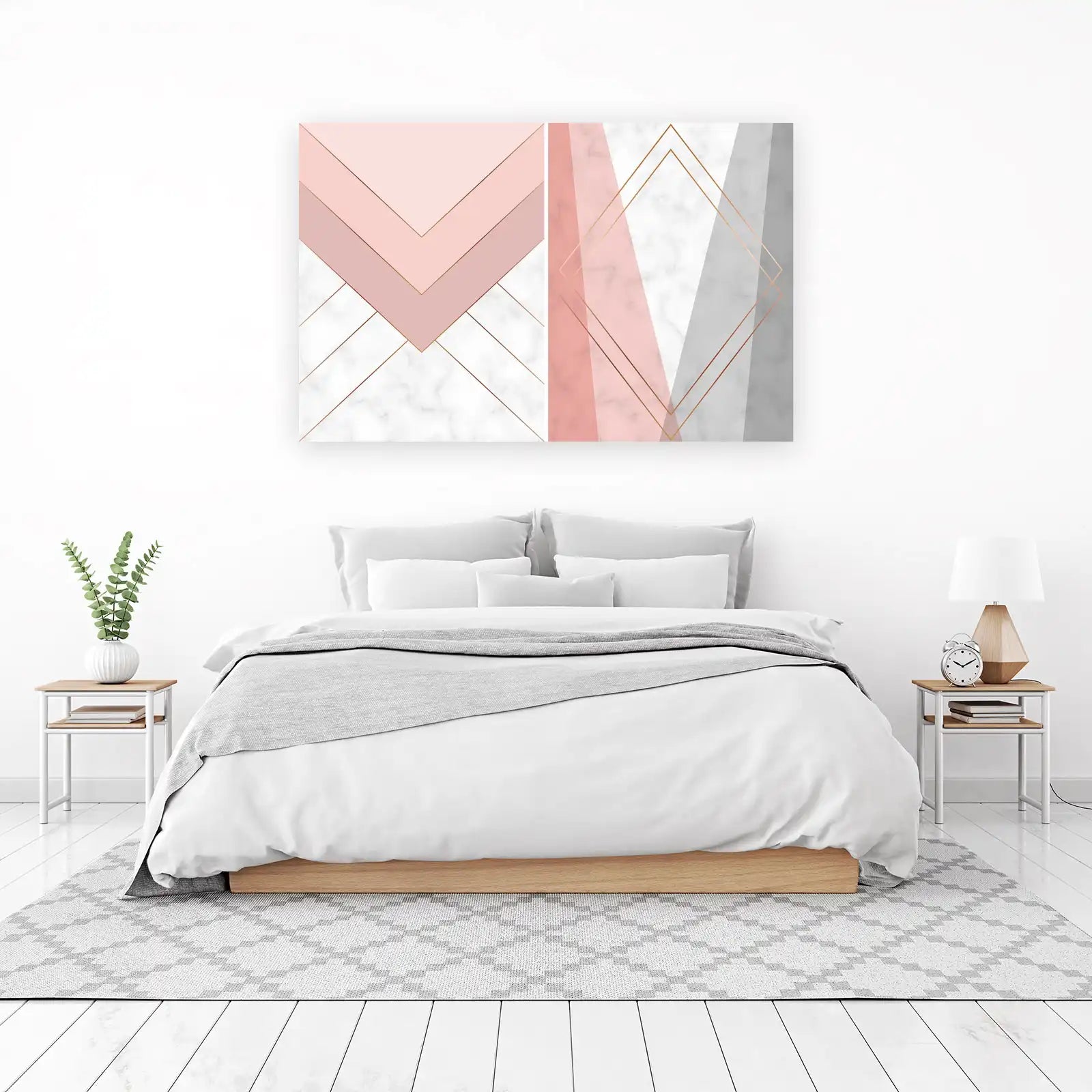 Blush Geometric Marble Rose Gold Wall Art