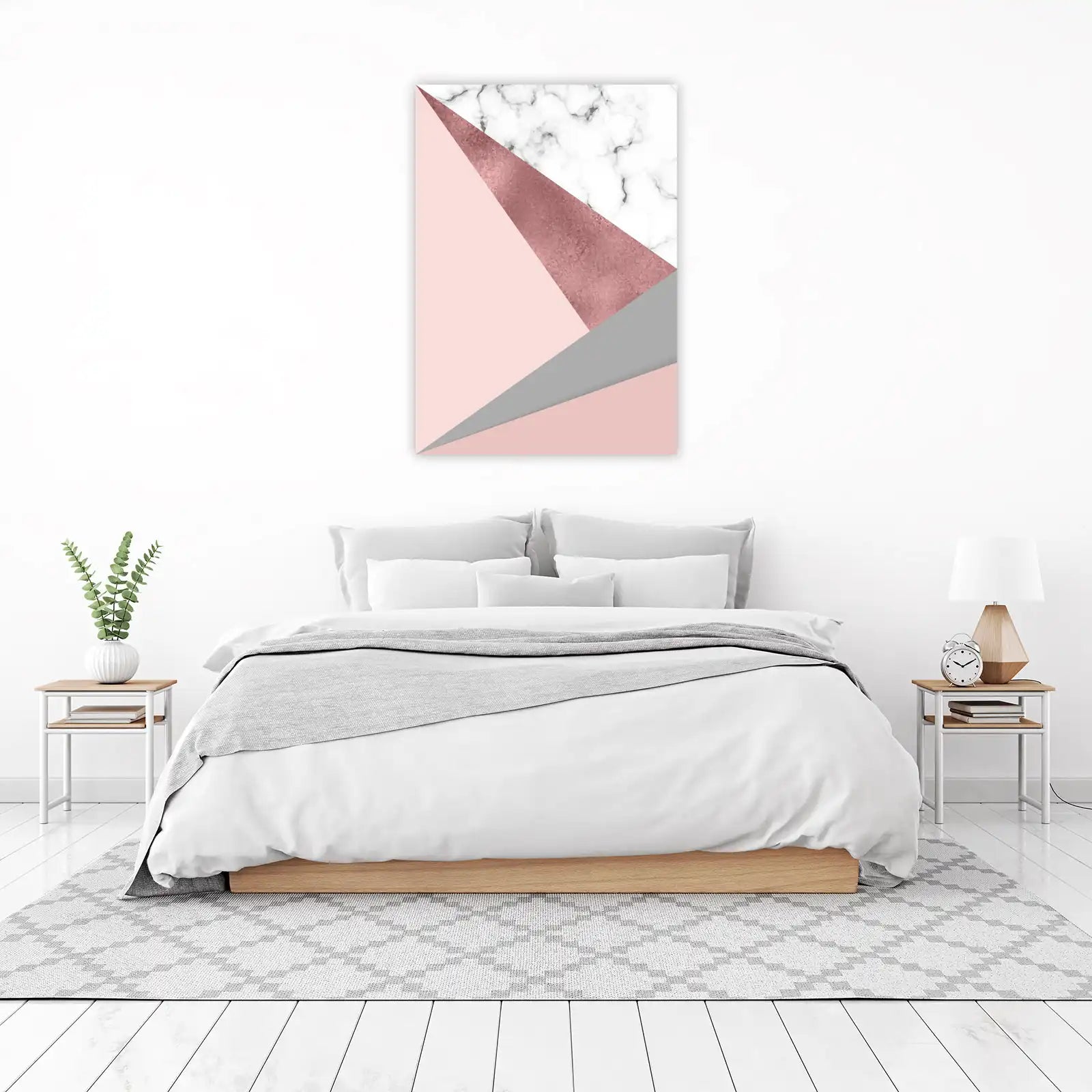 Geometric Rose Gold Marble Wall Art