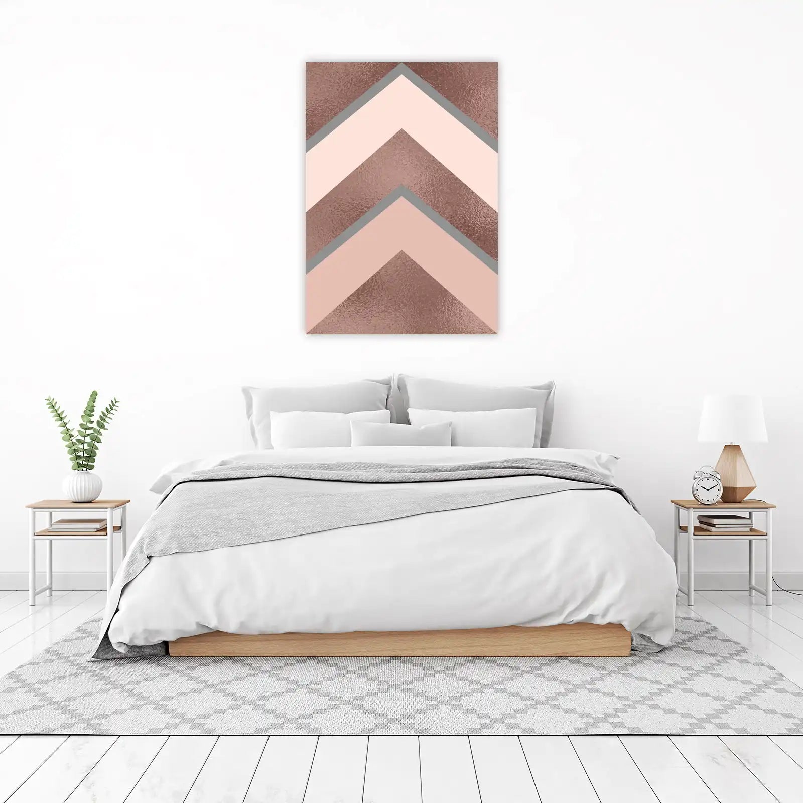 Rose Gold Geometric Chevron Wall Art