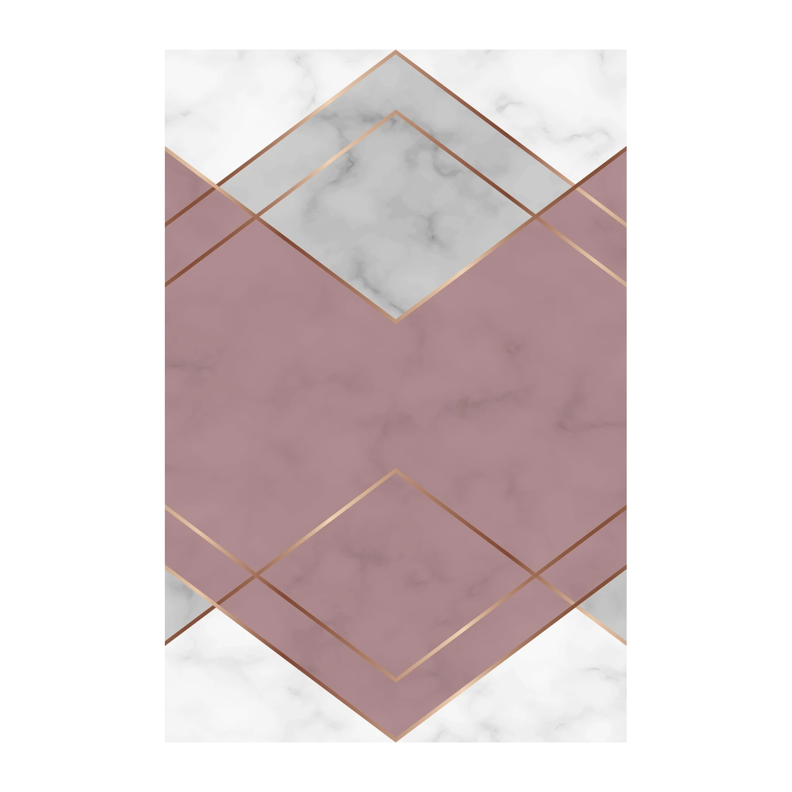 Rose Gold Geometric Marble Wall Art