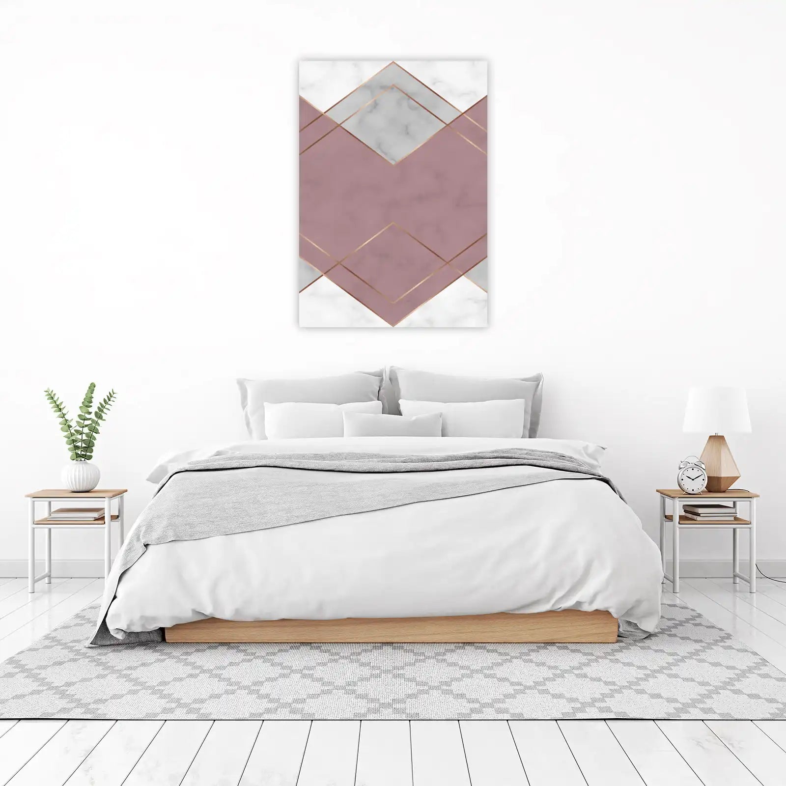 Rose Gold Geometric Marble Wall Art