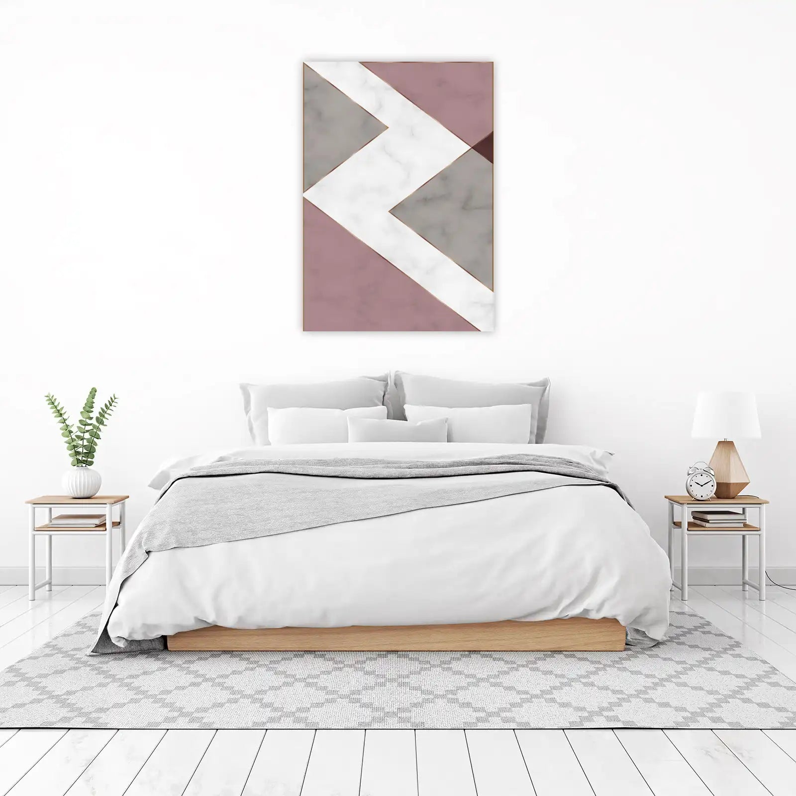 Geometric Blush & Marble Gold Wall Art