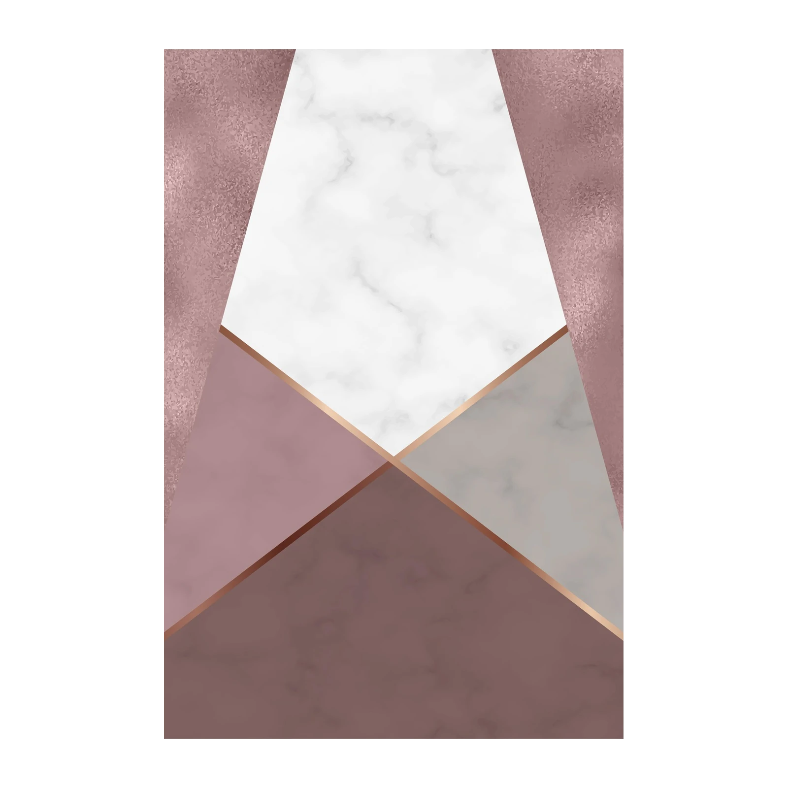 Rose Gold Marble Geometric Wall Art