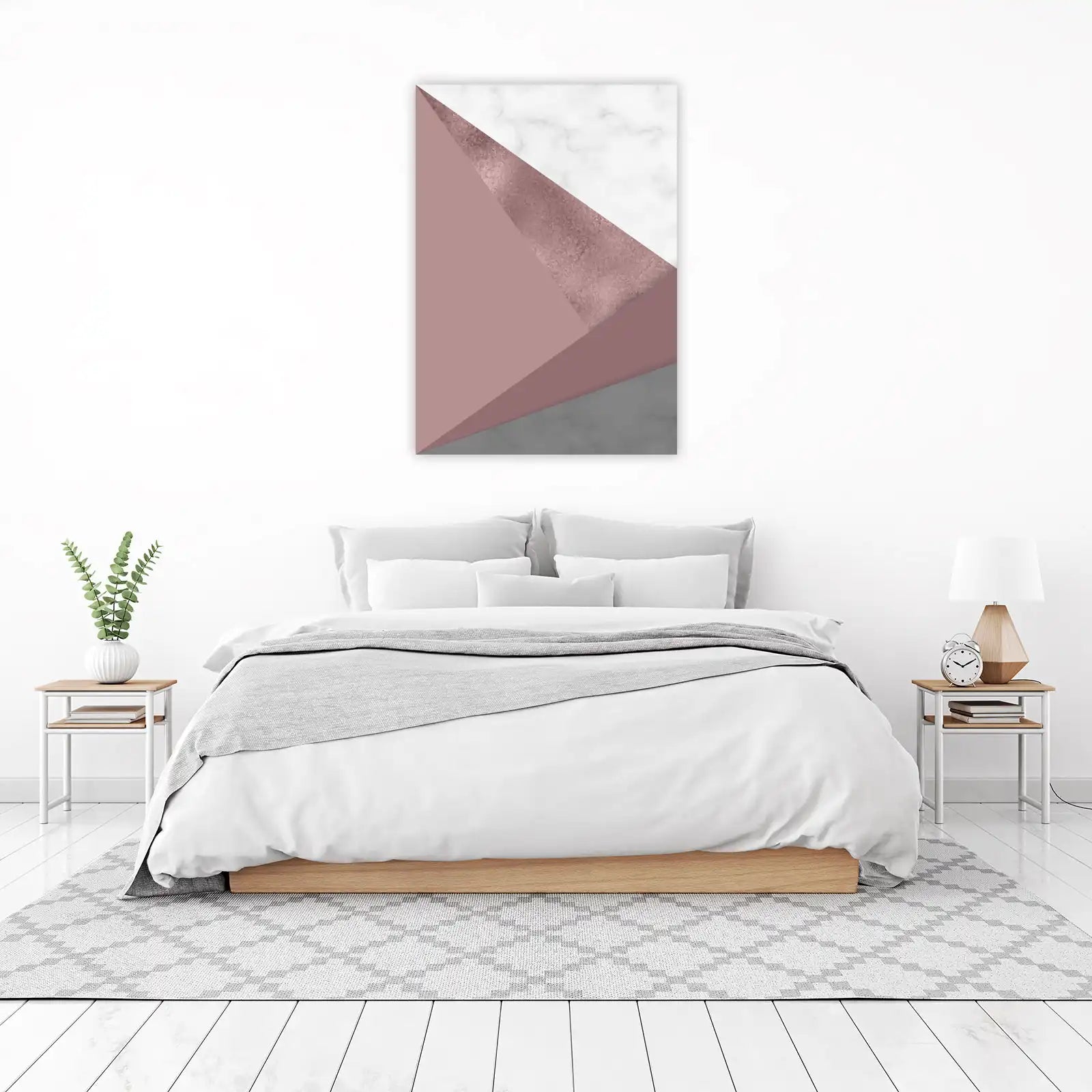 Elegant Rose Gold Marble Geometric Wall Art