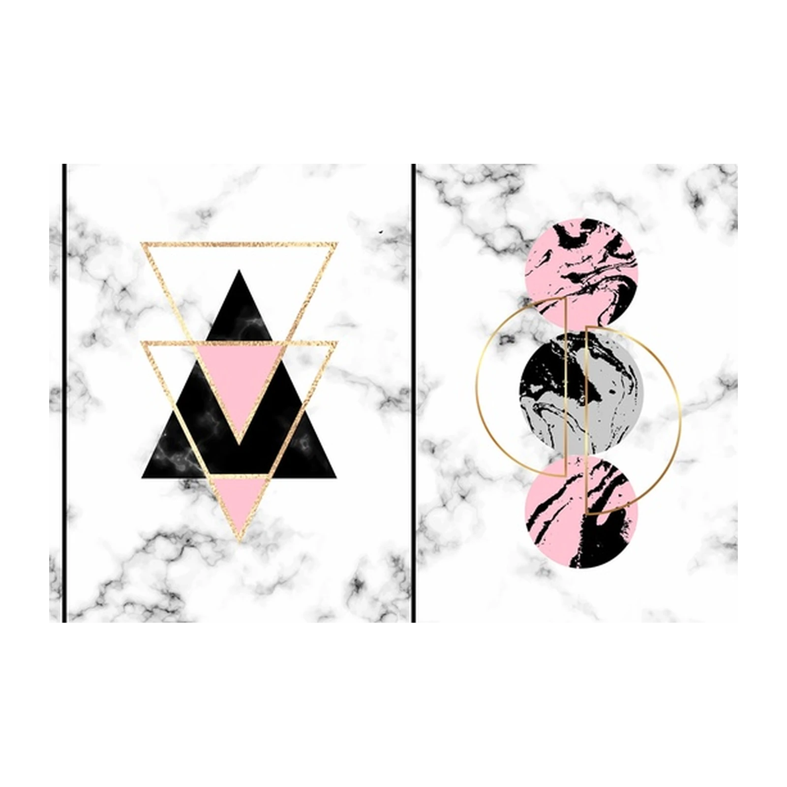 Geometric Marble & Gold Triangle Wall Art
