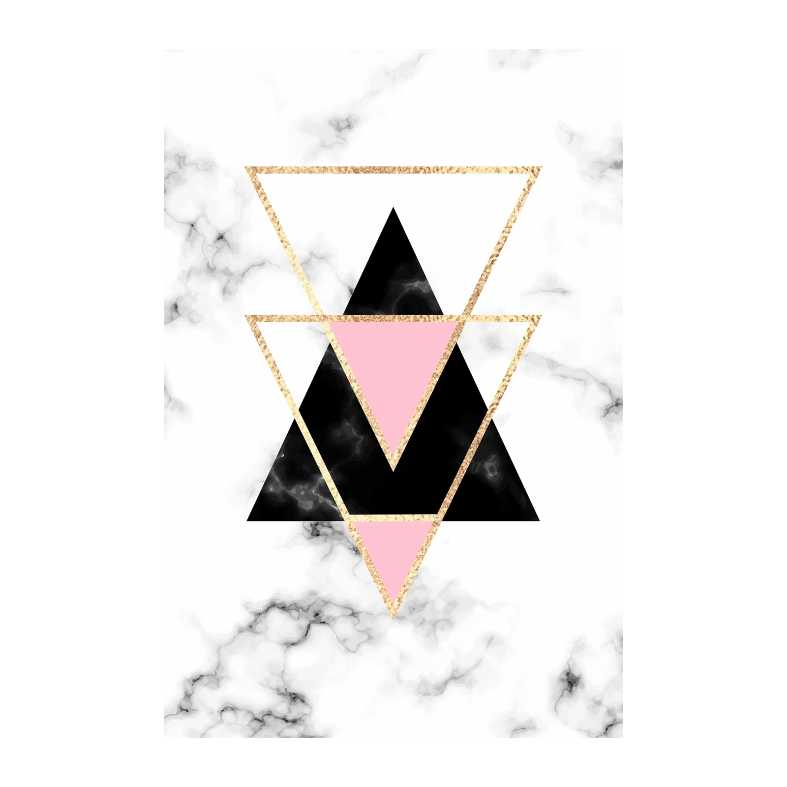 Geometric Marble & Rose Gold Triangles Wall Art