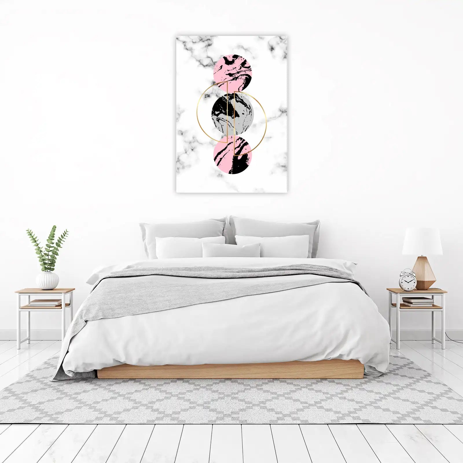 Geometric Marble Circles Pink & Gold Wall Art