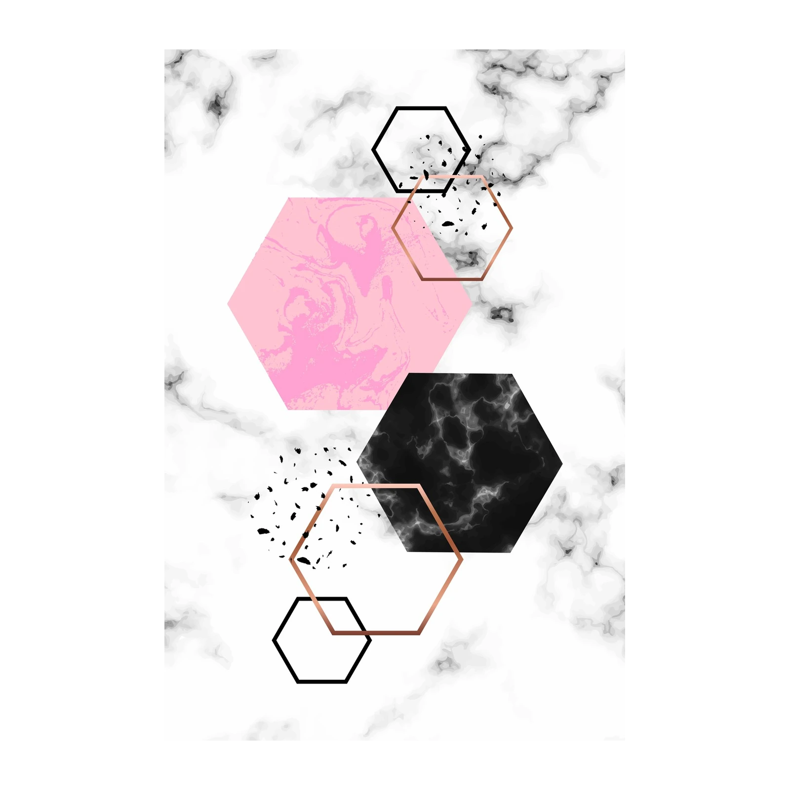 Modern Geometric Marble Pink & Black Wall Art
