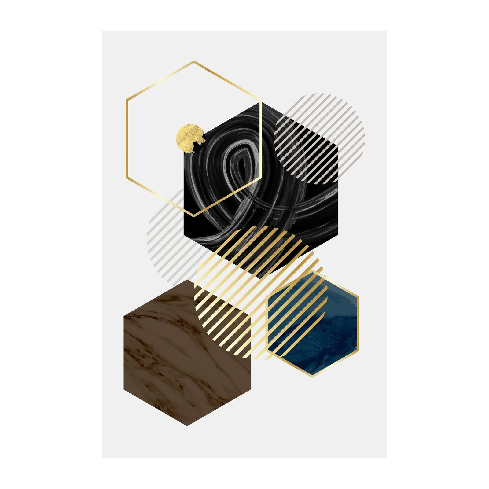 Geometric Abstract Gold & Marble Wall Art