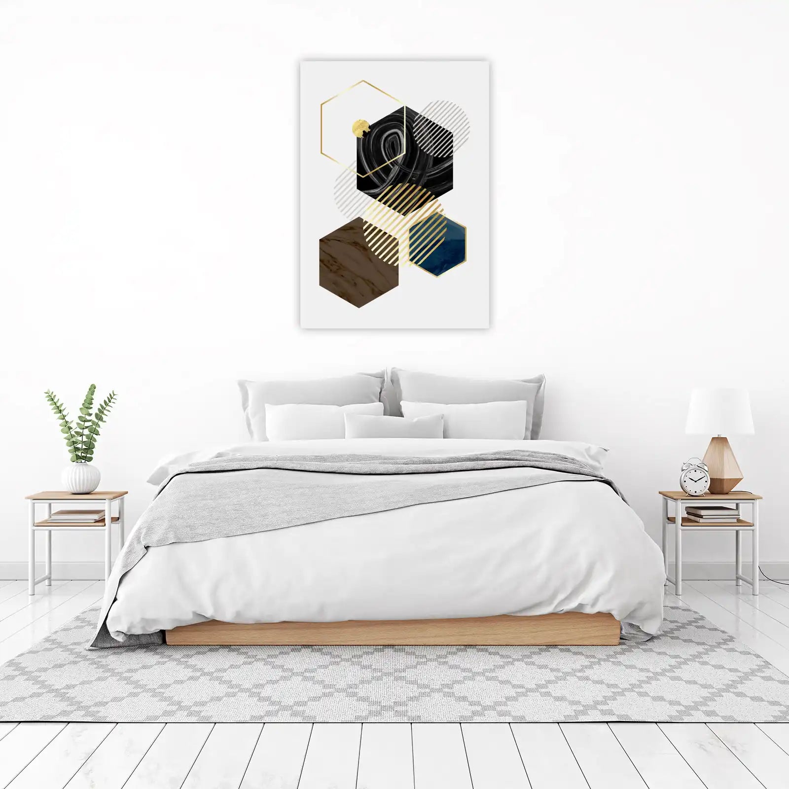 Geometric Abstract Gold & Marble Wall Art