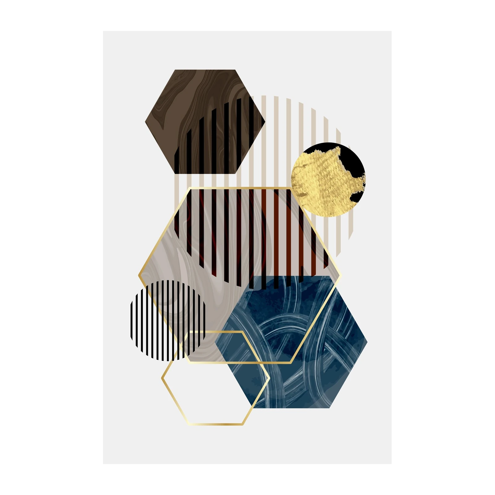 Modern Geometric Gold Hexagon Wall Art