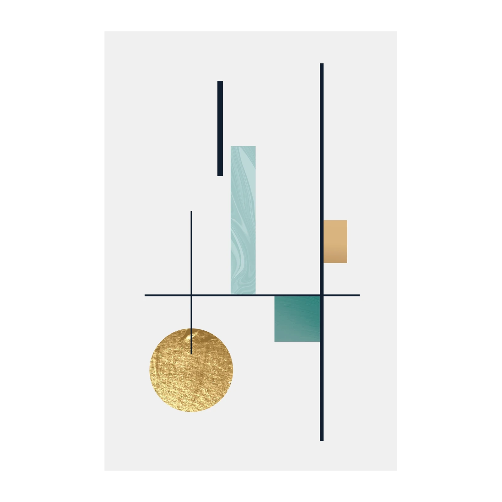 Abstract Geometric Gold & Teal Wall Art