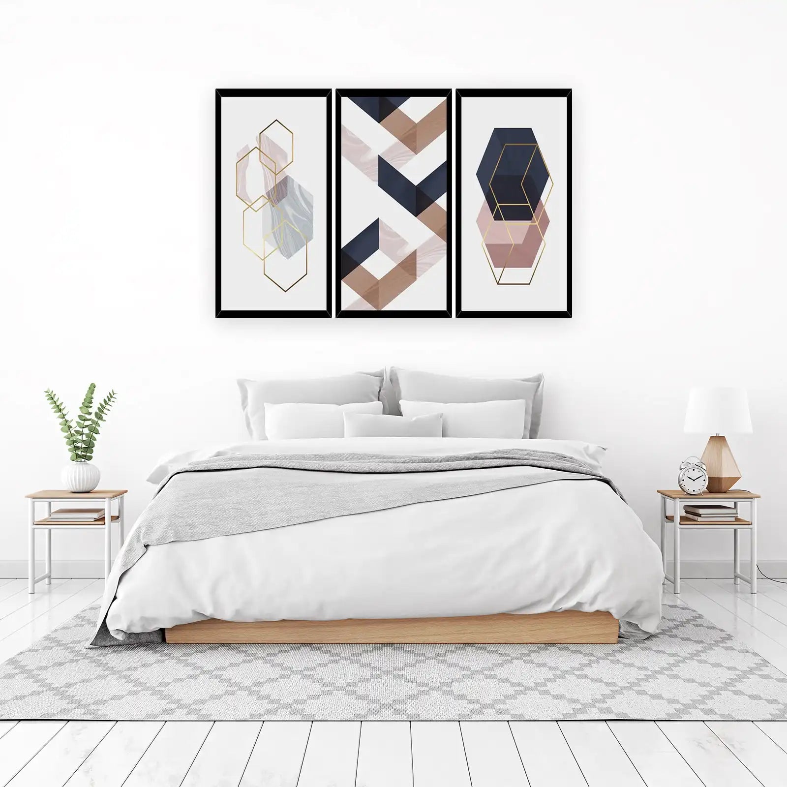 Geometric Hexagon Gold Wall Art Wall Art