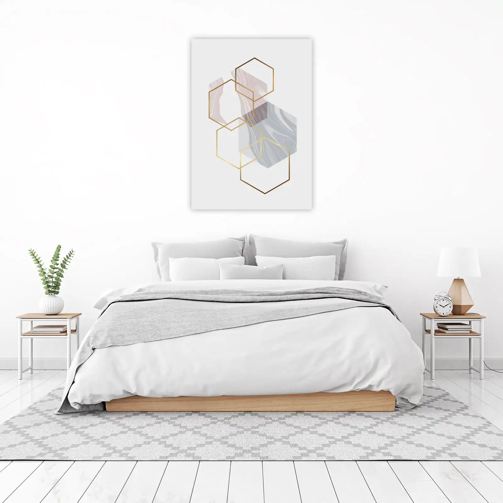 Geometric Marble Hexagon Gold Wall Art