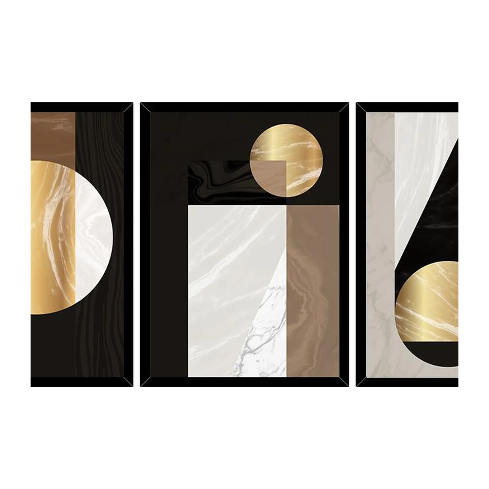 Modern Gold Geometric Marble Wall Art