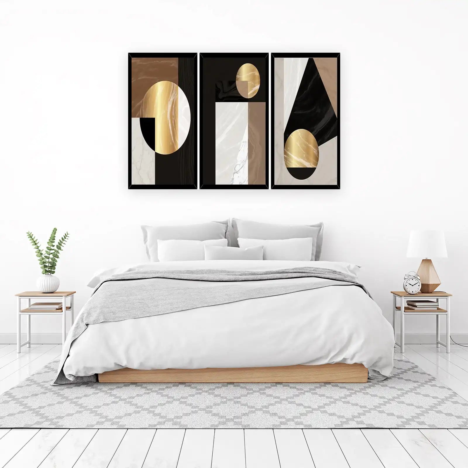 Modern Gold Geometric Marble Wall Art