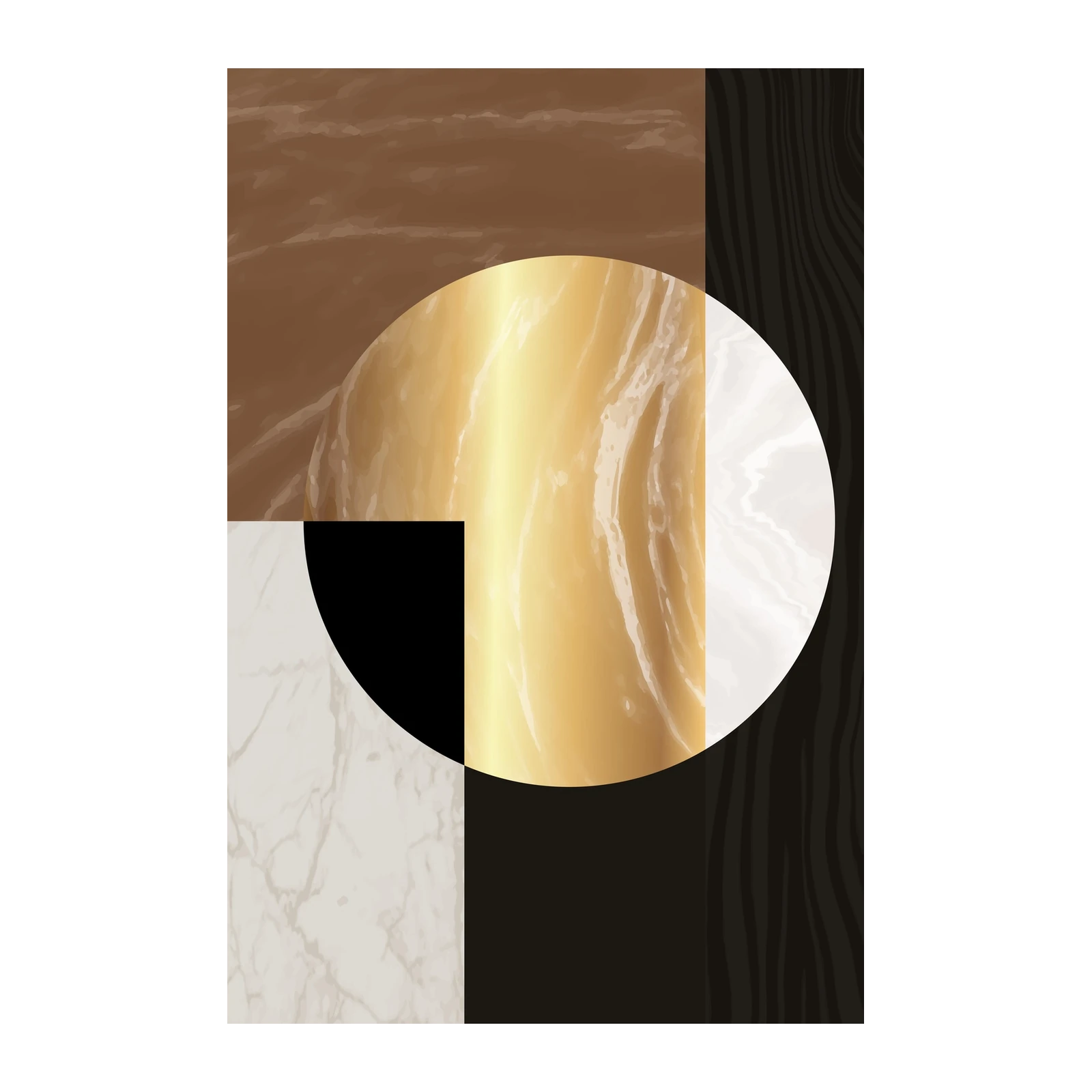 Abstract Gold Marble & Wood Wall Art