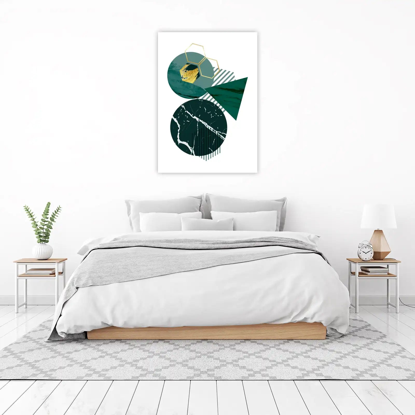 Modern Gold Geometric Emerald Abstract Wall Art