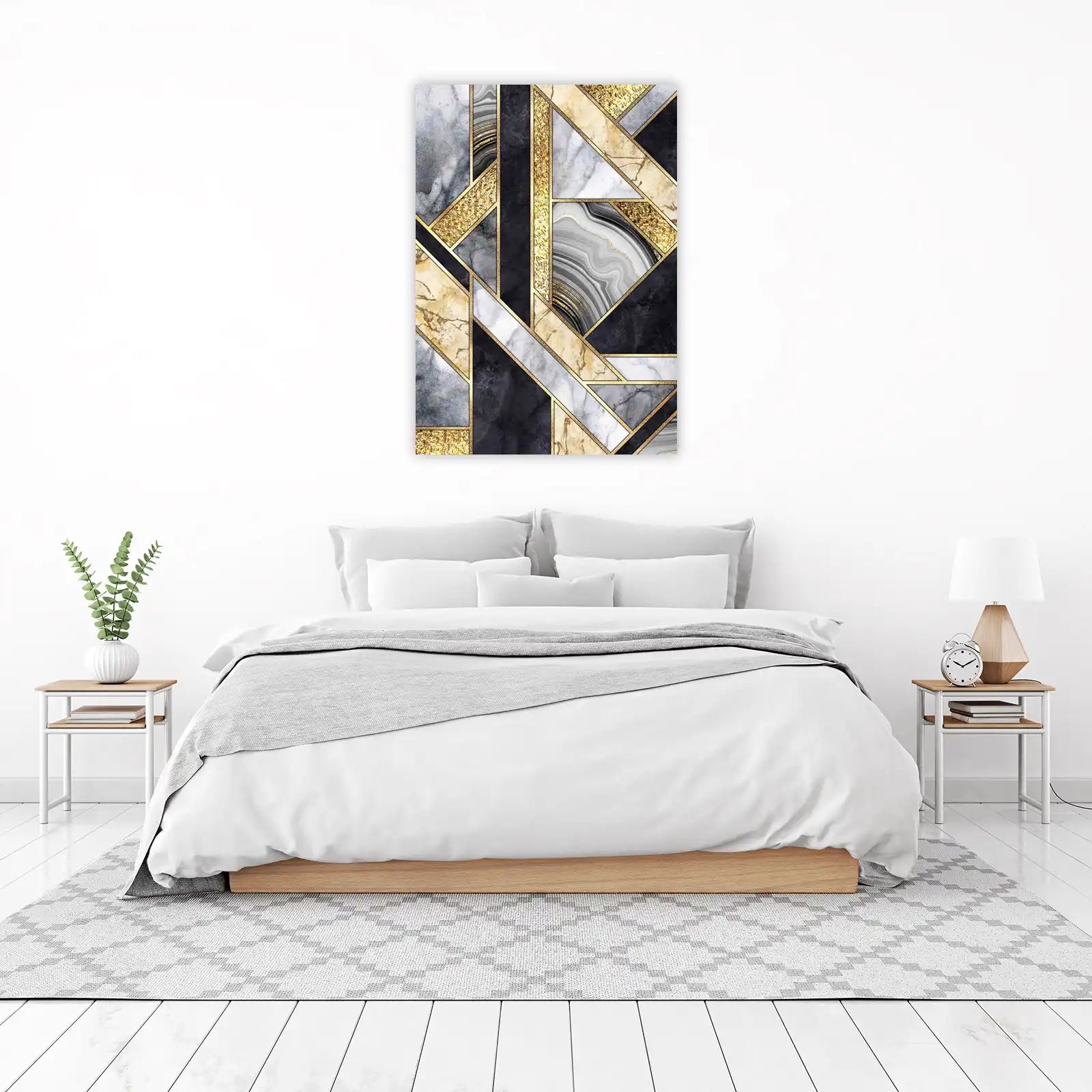 Luxurious Geometric Marble & Gold Wall Art