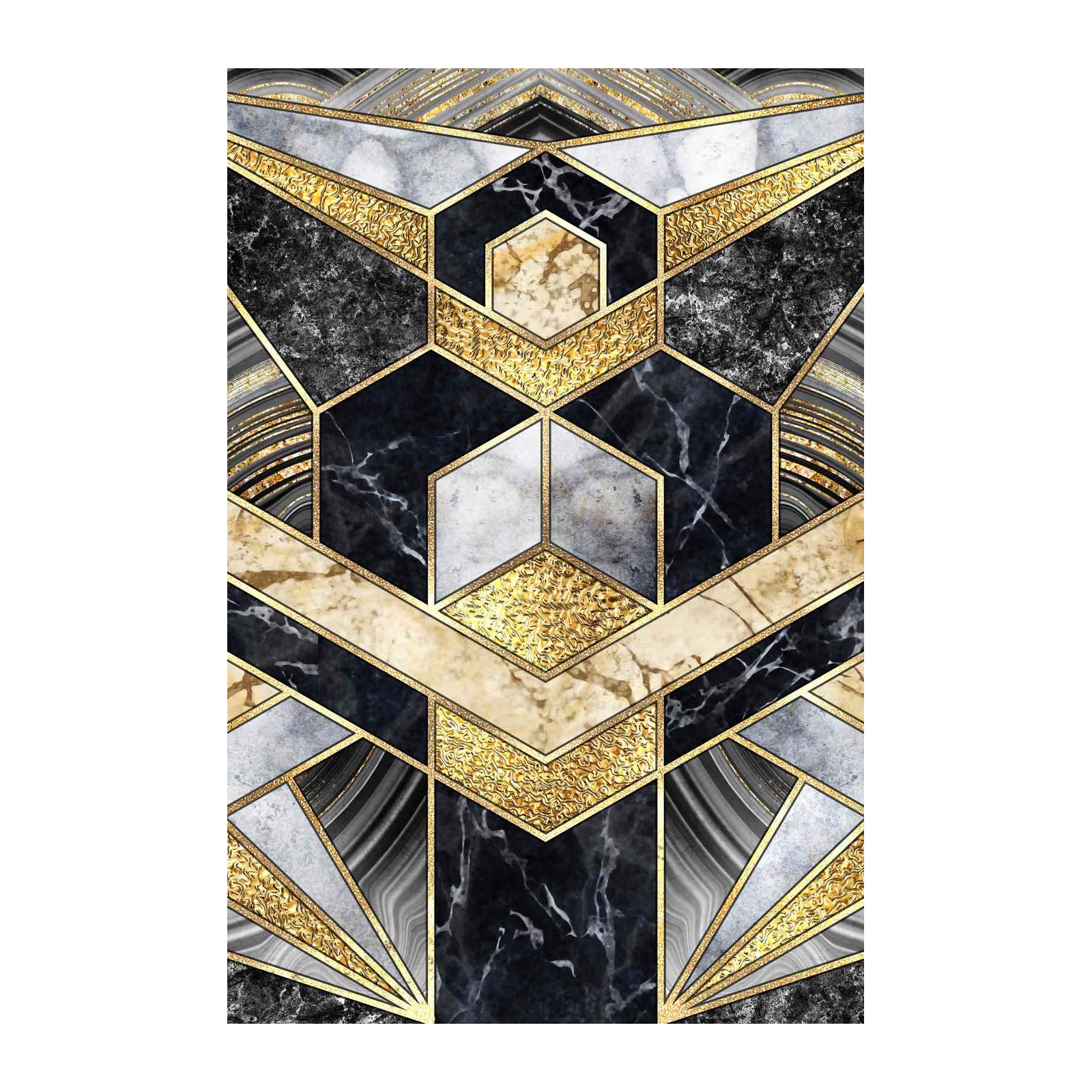 Luxury Geometric Gold Marble Wall Art