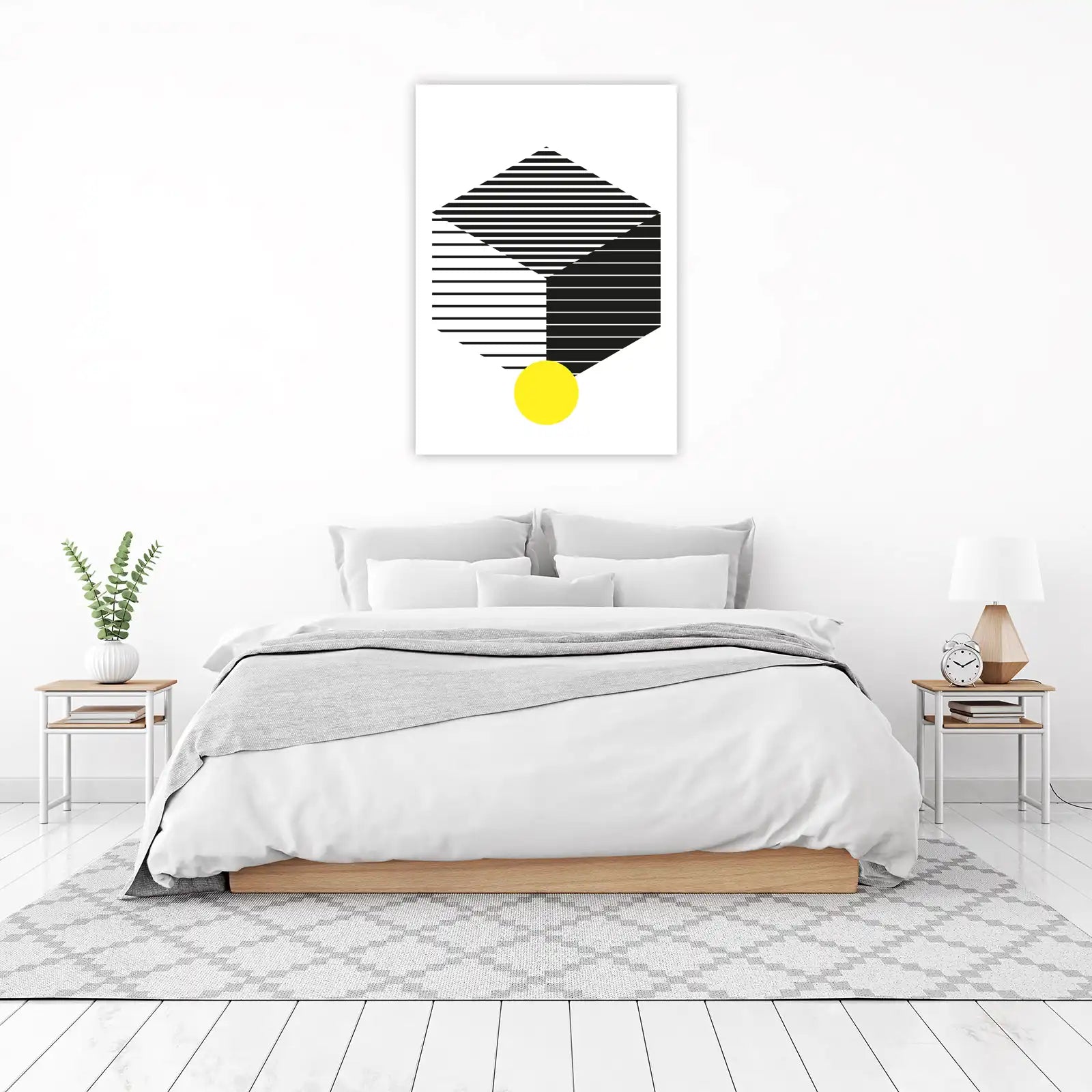 Abstract Geometric Yellow Circle Wall Art