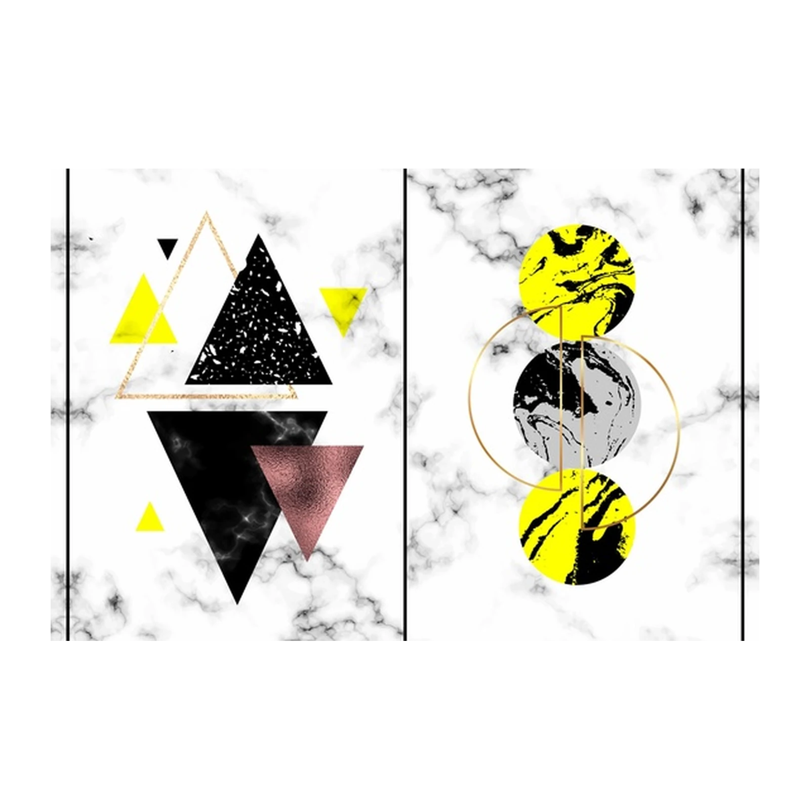 Geometric Marble Yellow & Black Wall Art