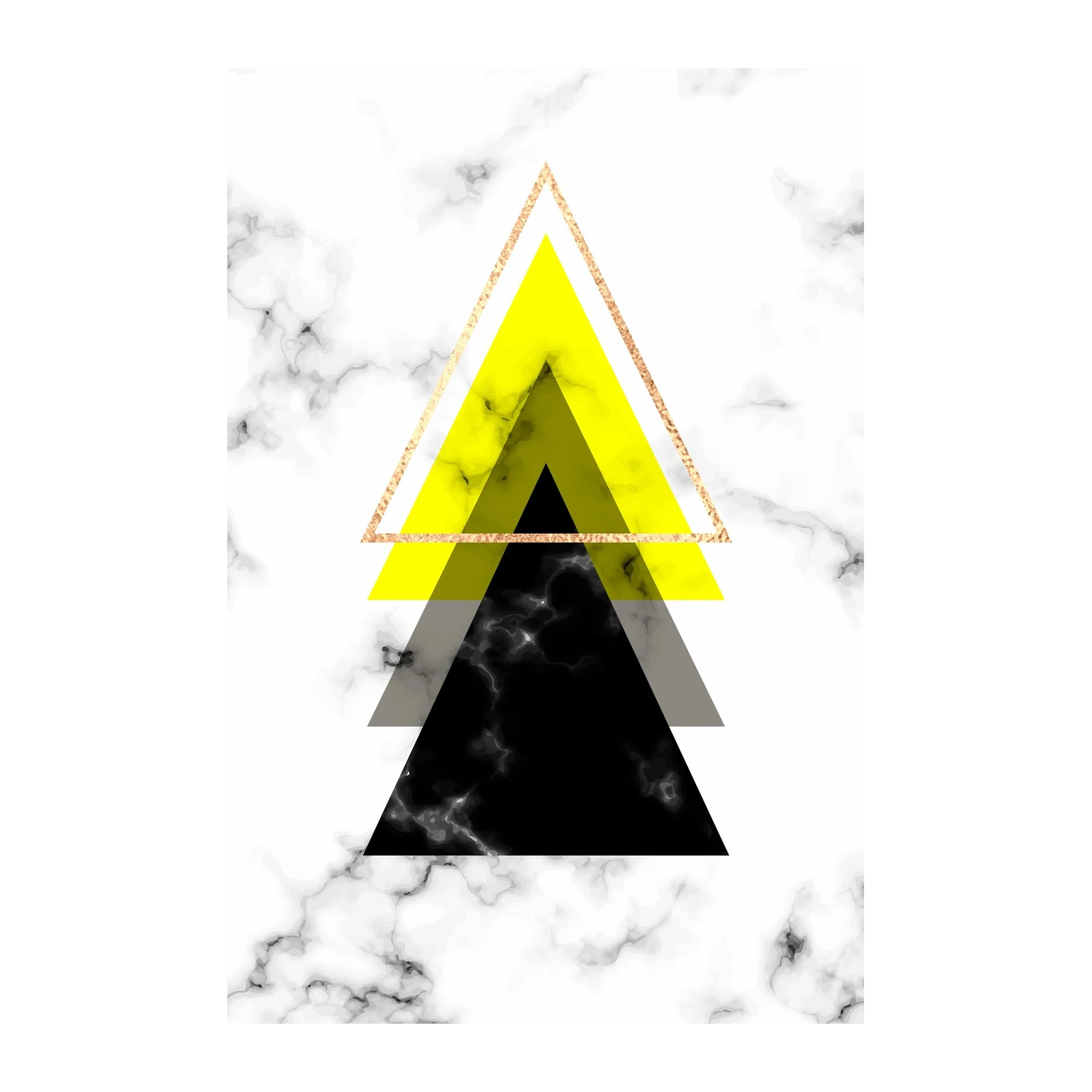 Geometric Yellow & Black Marble Wall Art